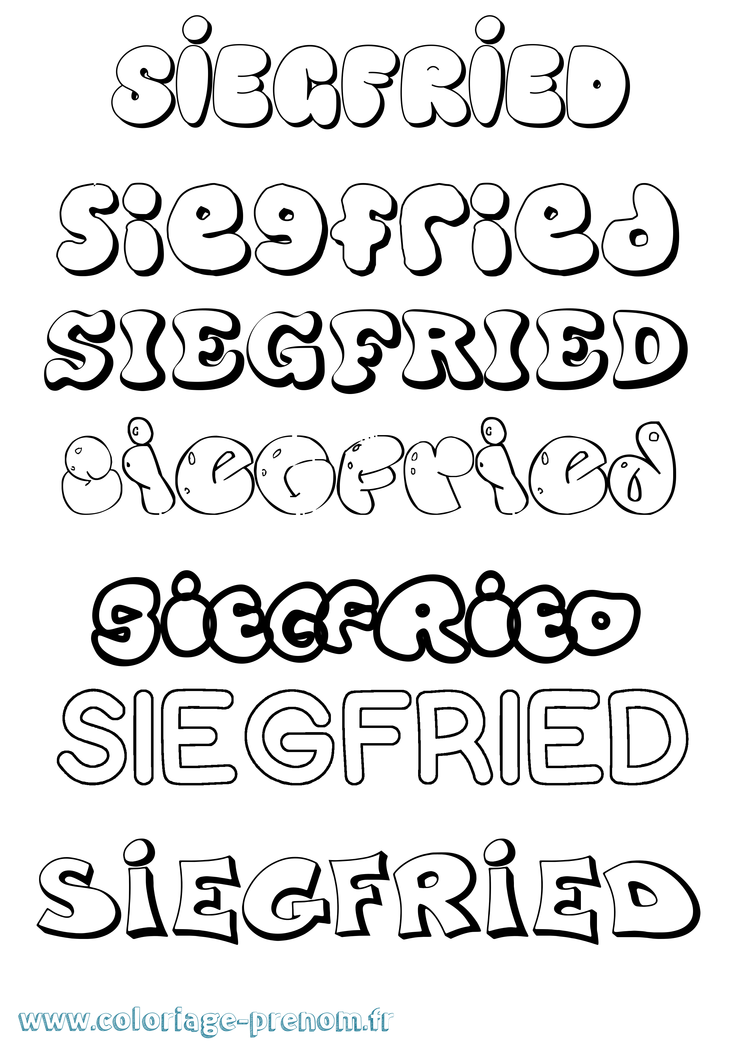 Coloriage Siegfried Bubble Coloriage prénom Siegfried Bubble