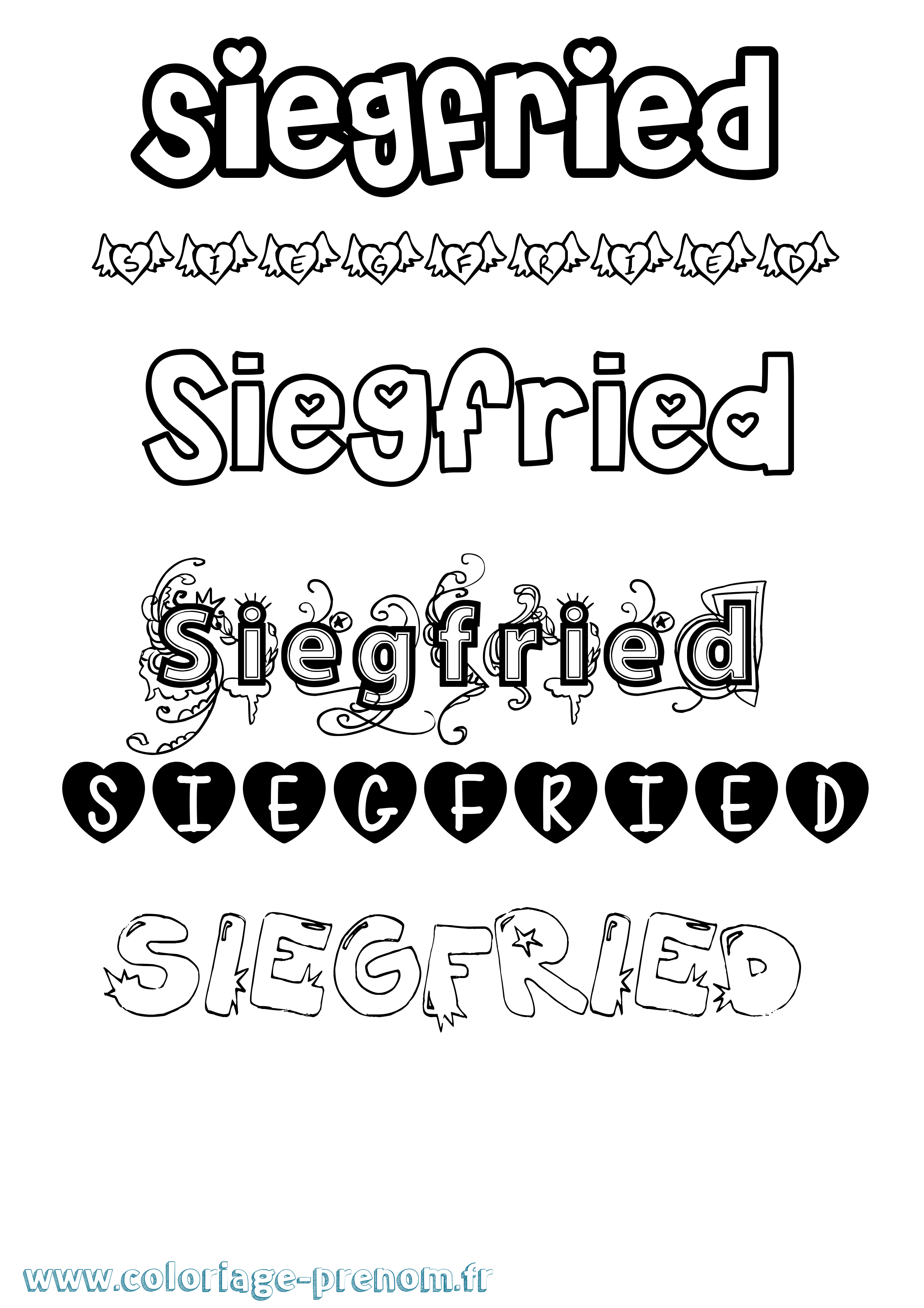 Coloriage Siegfried Girly Coloriage prénom Siegfried Girly