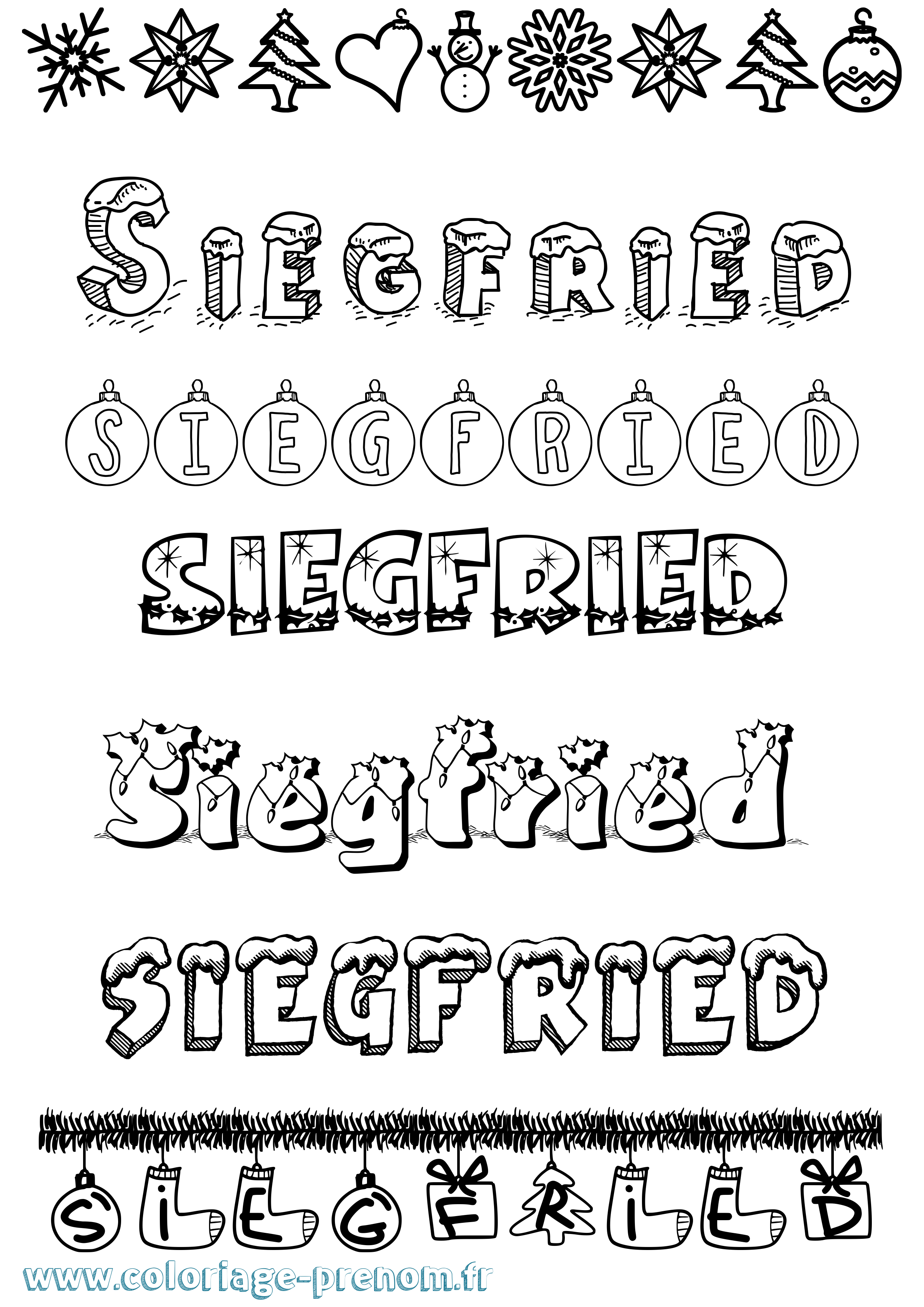 Coloriage Siegfried Noël Coloriage prénom Siegfried Noël