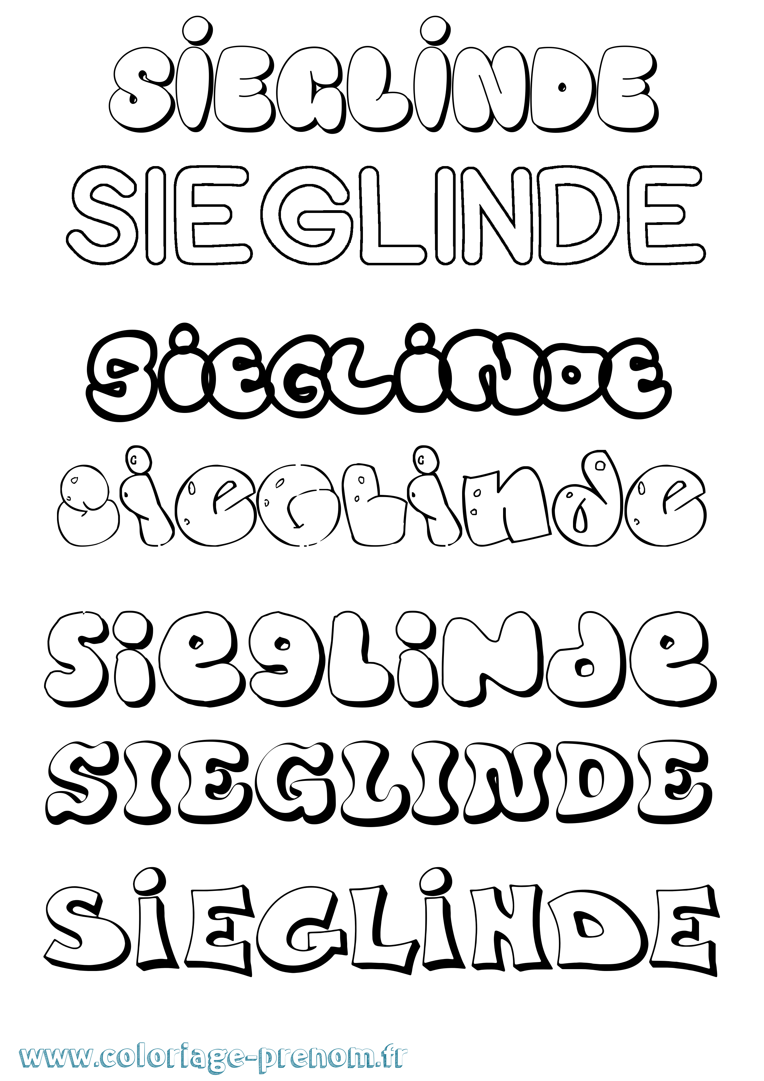 Coloriage Sieglinde Bubble Coloriage prénom Sieglinde Bubble
