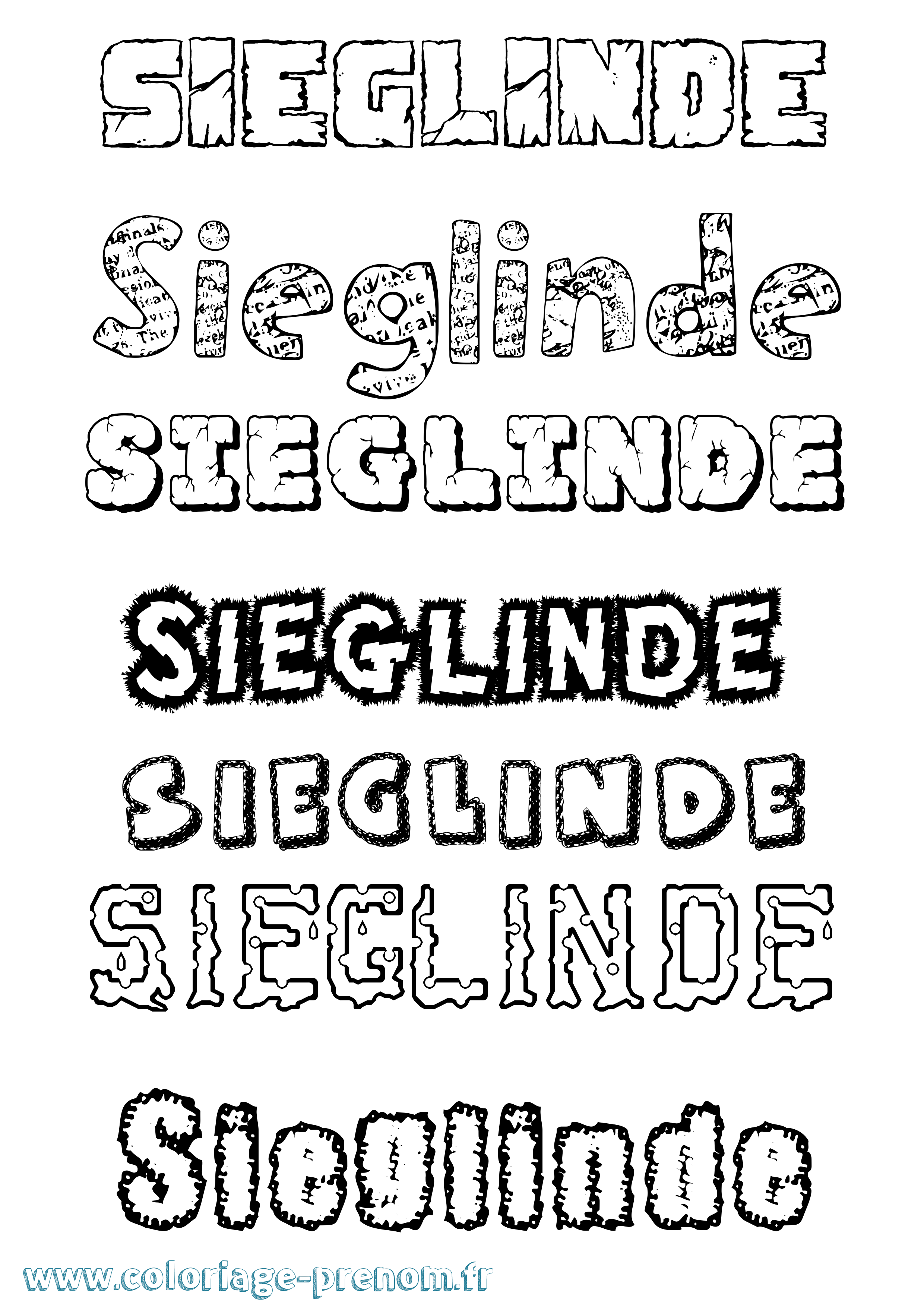 Coloriage Sieglinde Destructuré Coloriage prénom Sieglinde Destructuré