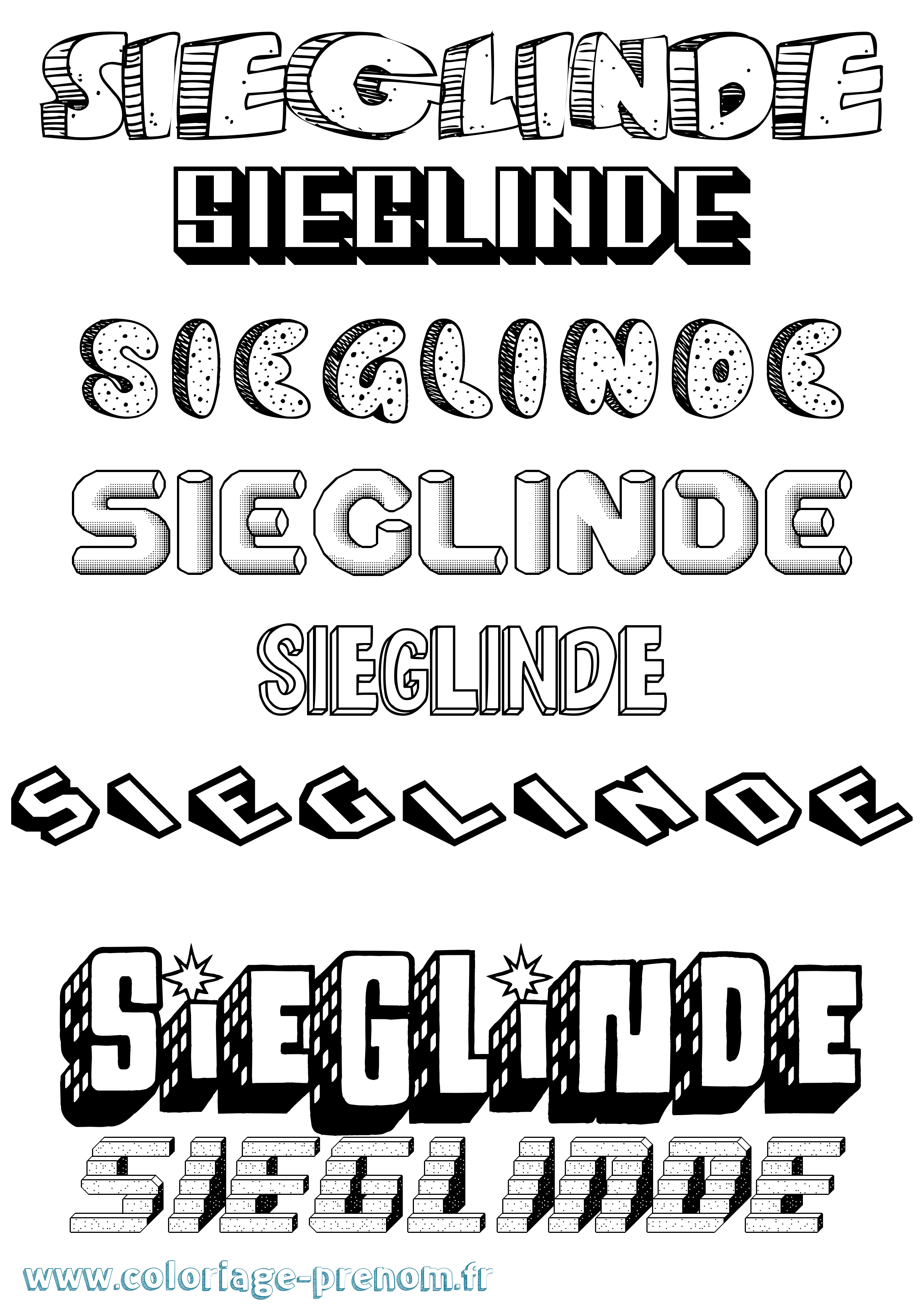 Coloriage Sieglinde Effet 3D Coloriage prénom Sieglinde Effet 3D