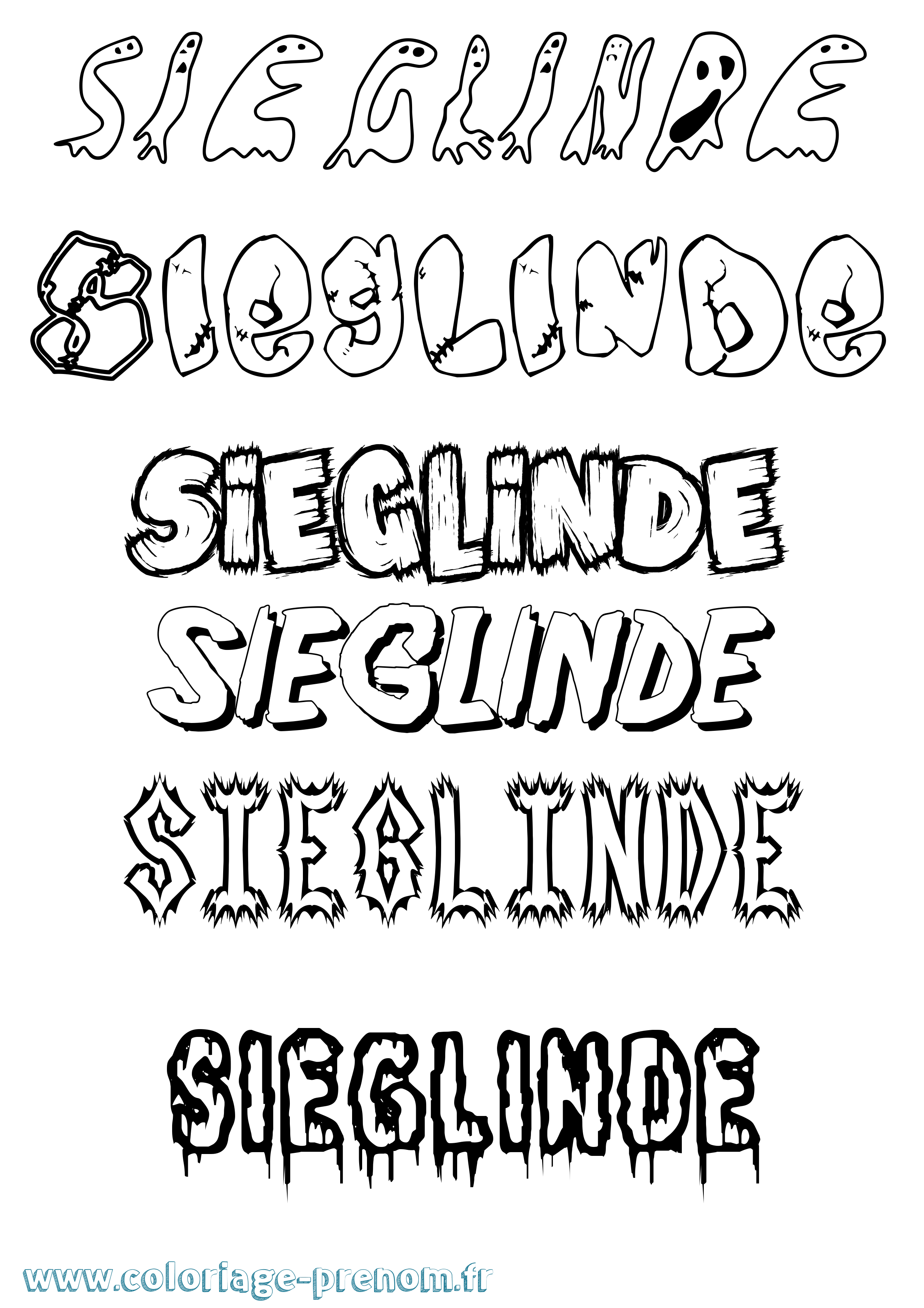 Coloriage Sieglinde Frisson Coloriage prénom Sieglinde Frisson