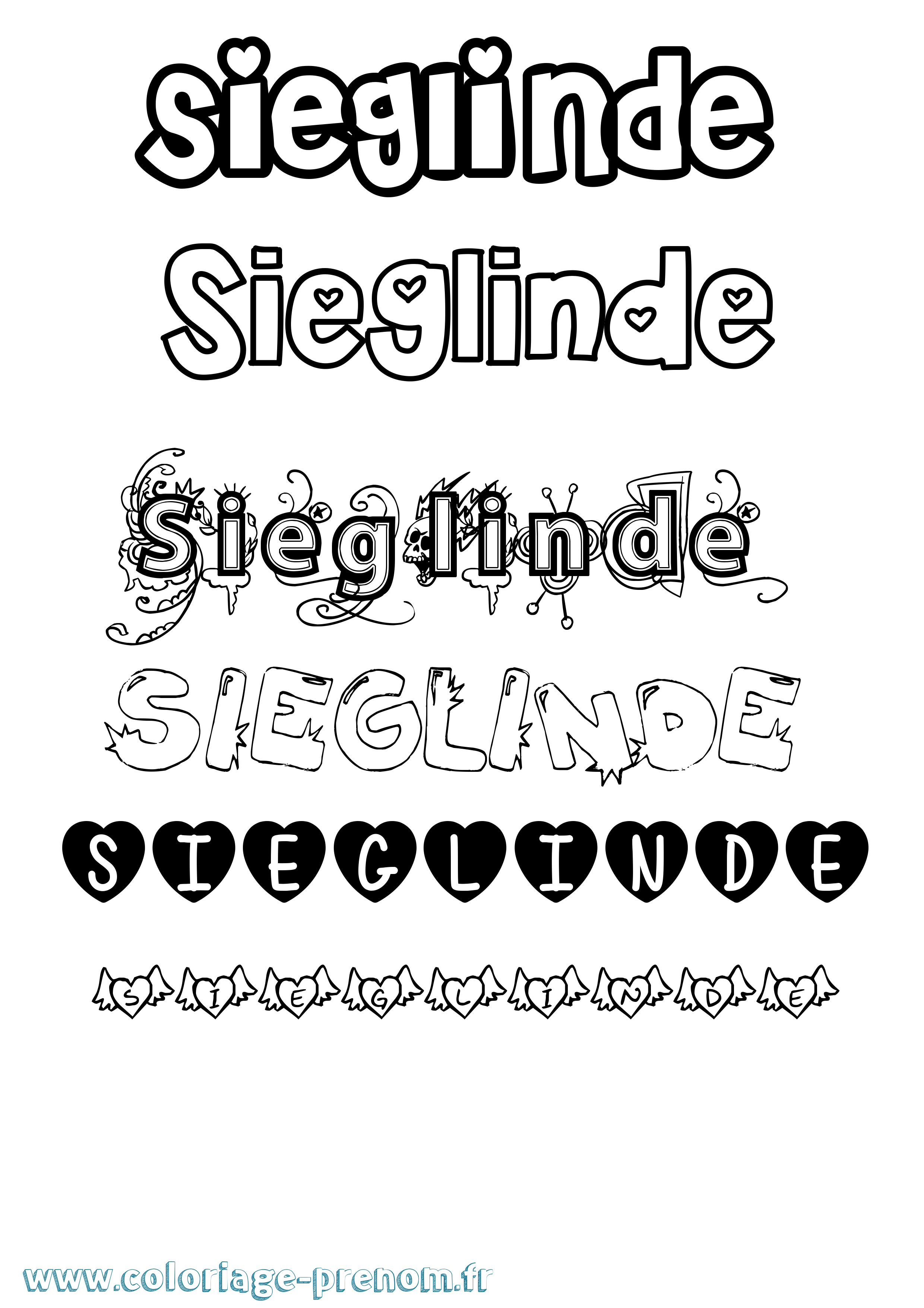 Coloriage Sieglinde Girly Coloriage prénom Sieglinde Girly