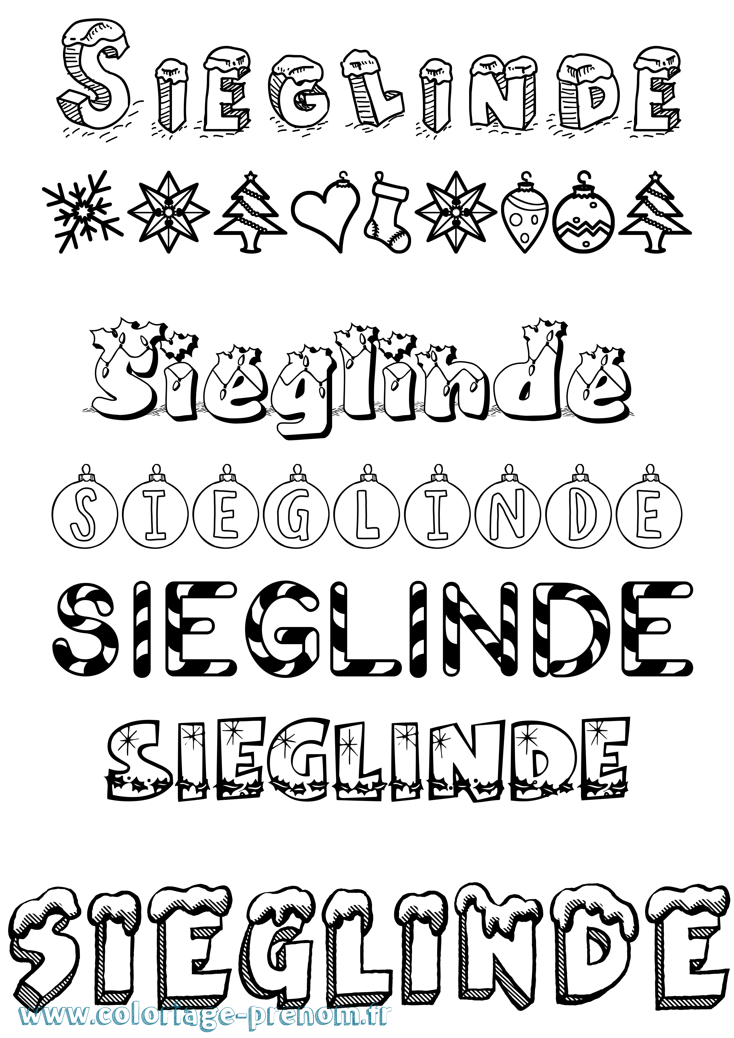 Coloriage Sieglinde Noël Coloriage prénom Sieglinde Noël