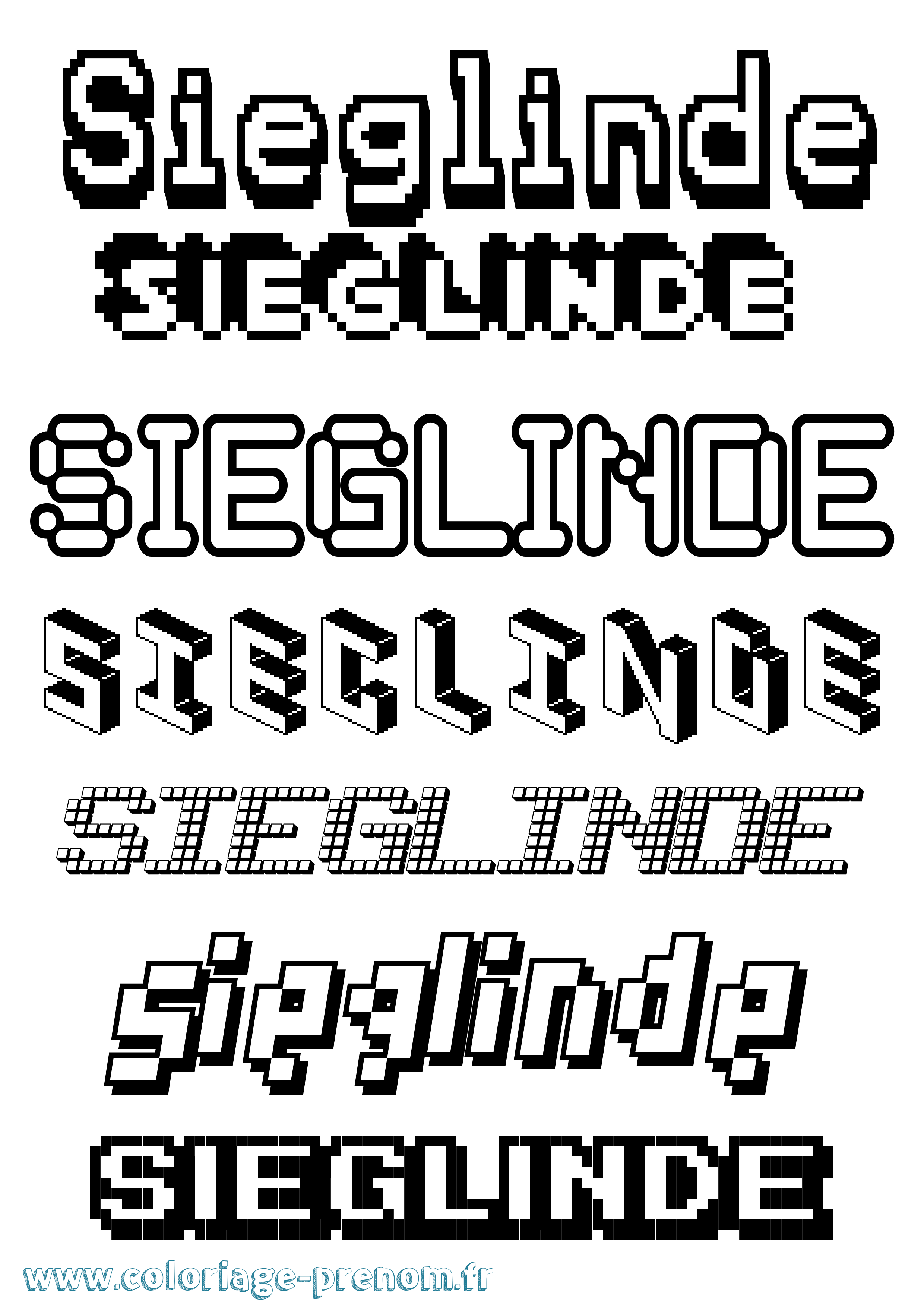 Coloriage Sieglinde Pixel Coloriage prénom Sieglinde Pixel
