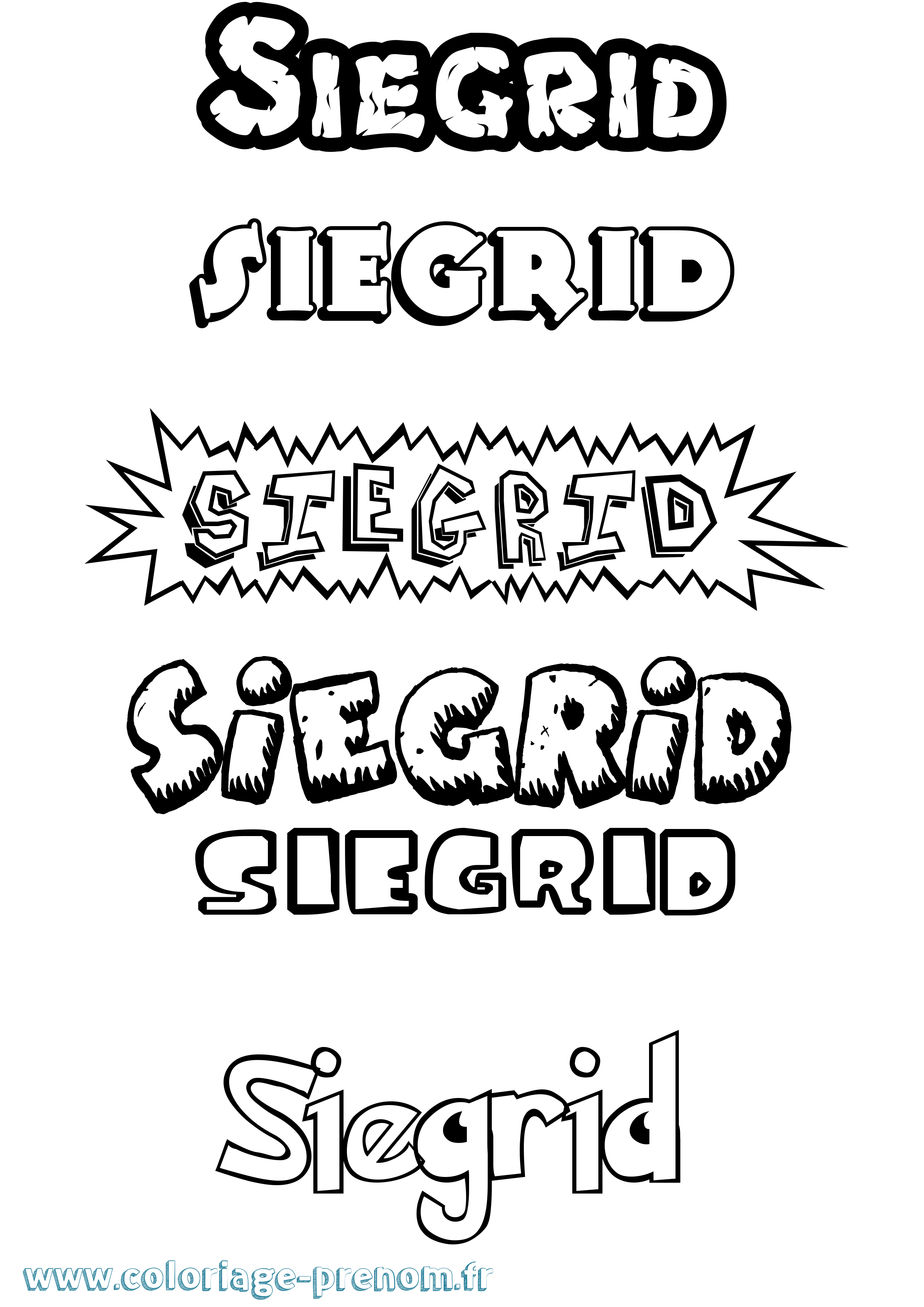 Coloriage Siegrid Dessin Animé Coloriage prénom Siegrid Dessin Animé