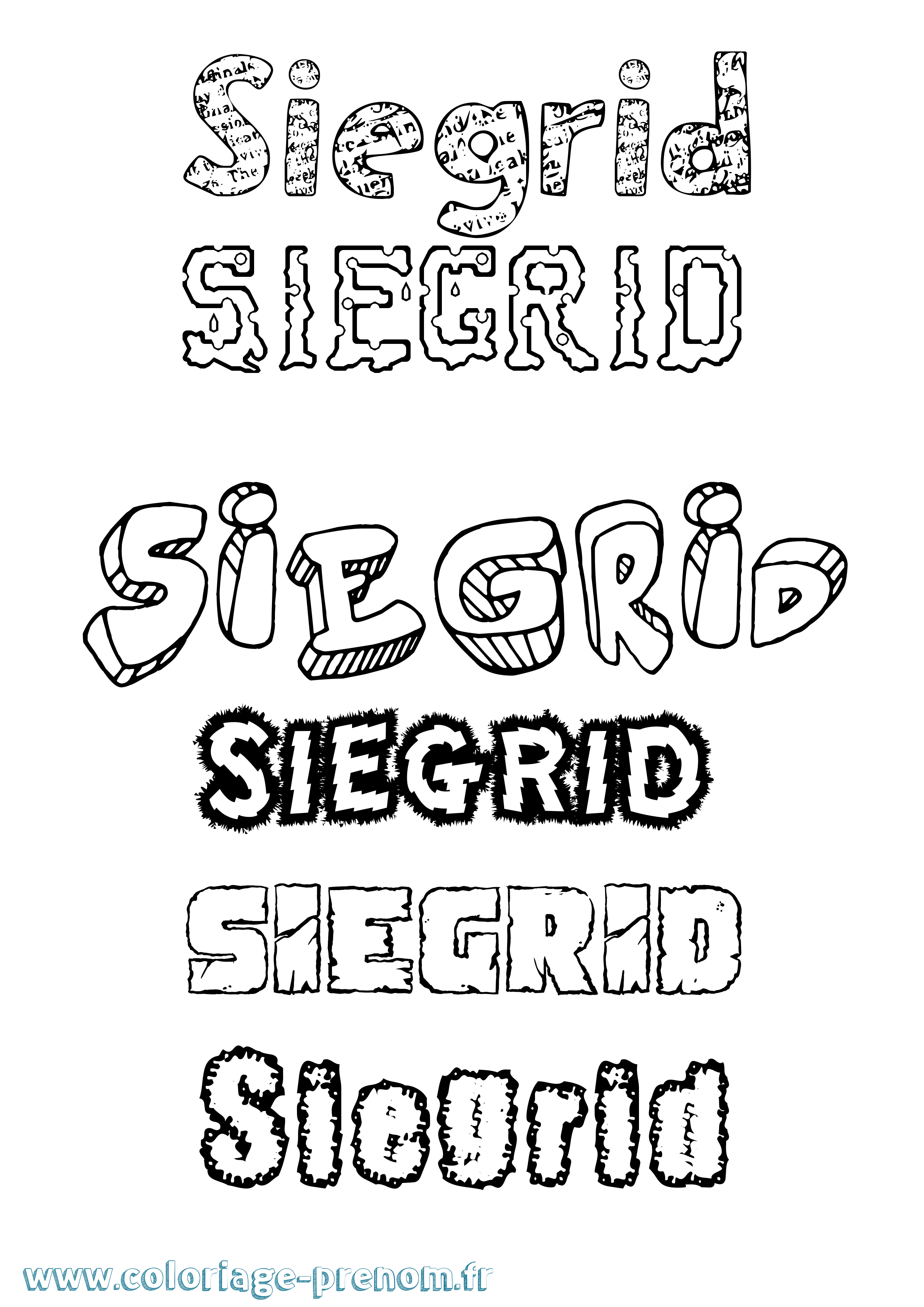 Coloriage Siegrid Destructuré Coloriage prénom Siegrid Destructuré