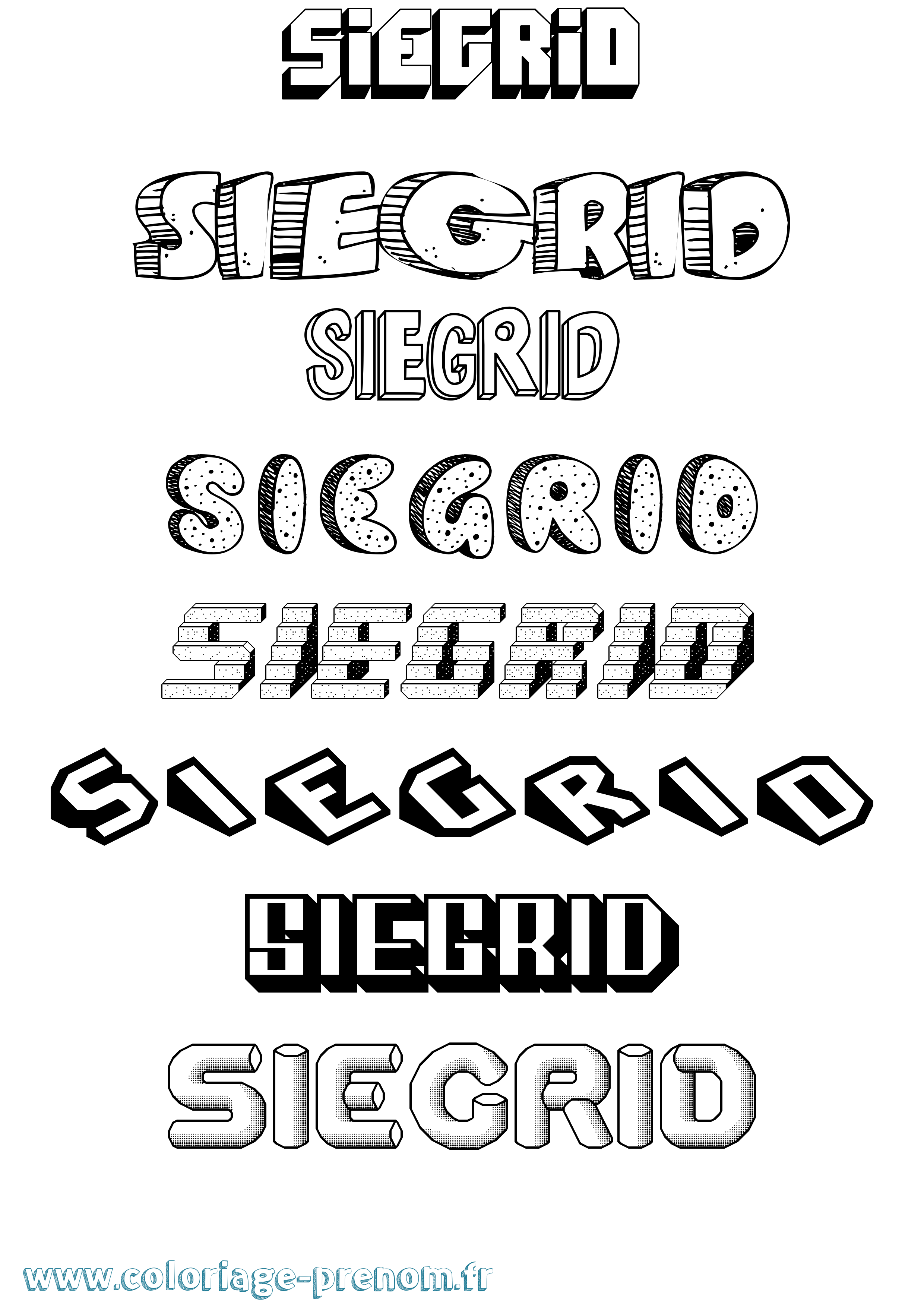 Coloriage Siegrid Effet 3D Coloriage prénom Siegrid Effet 3D