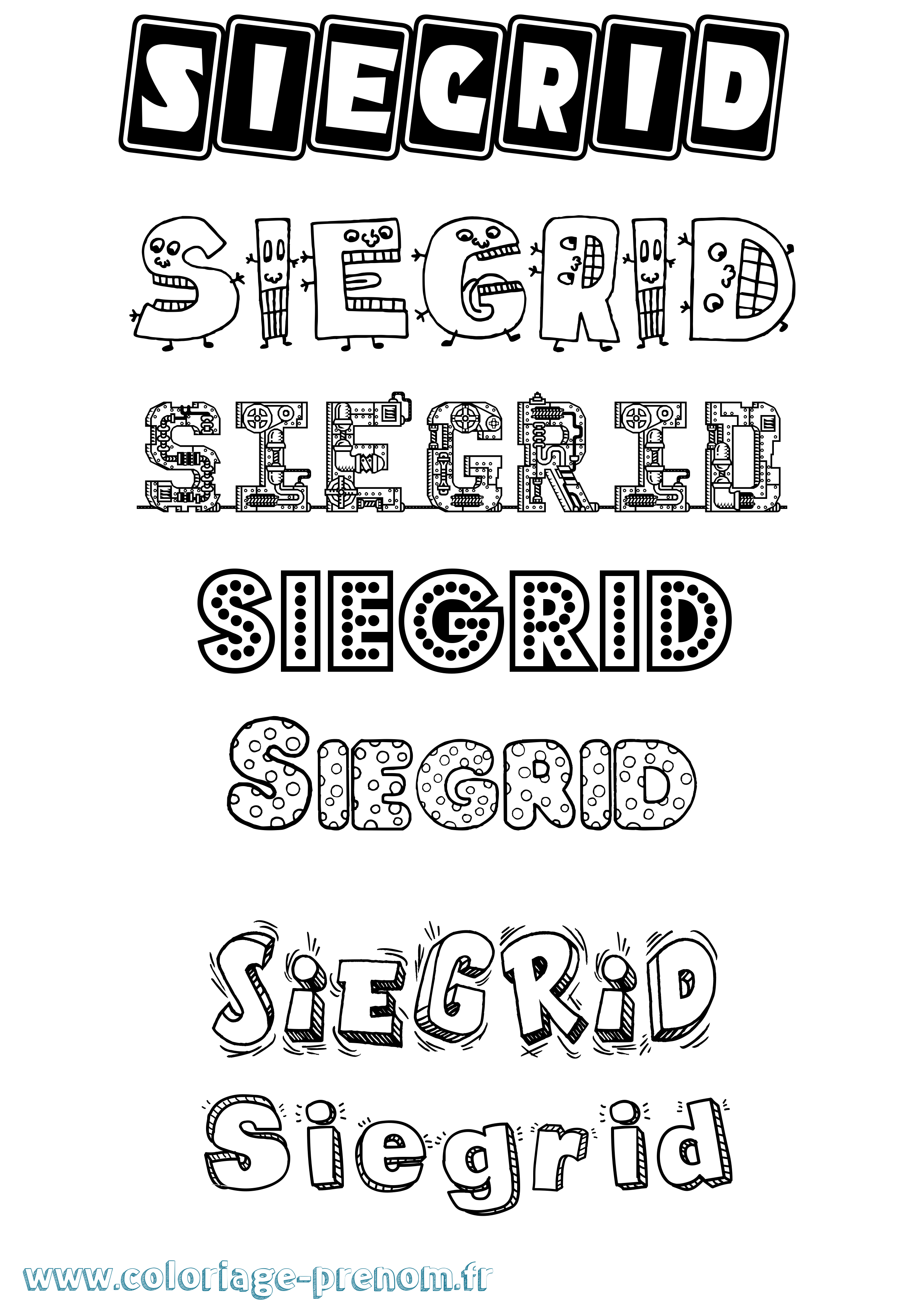 Coloriage Siegrid Fun Coloriage prénom Siegrid Fun