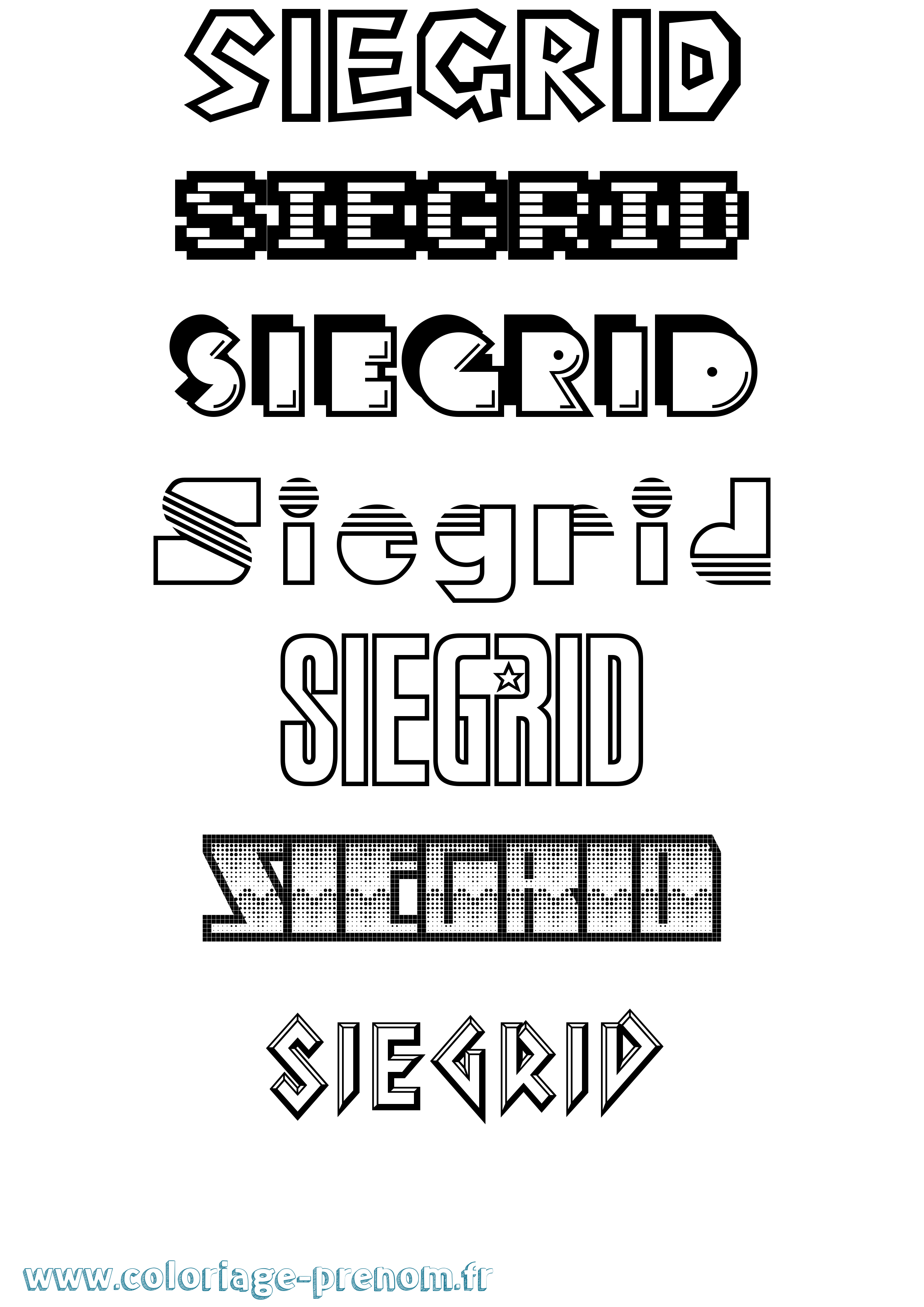 Coloriage Siegrid Jeux Vidéos Coloriage prénom Siegrid Jeux Vidéos