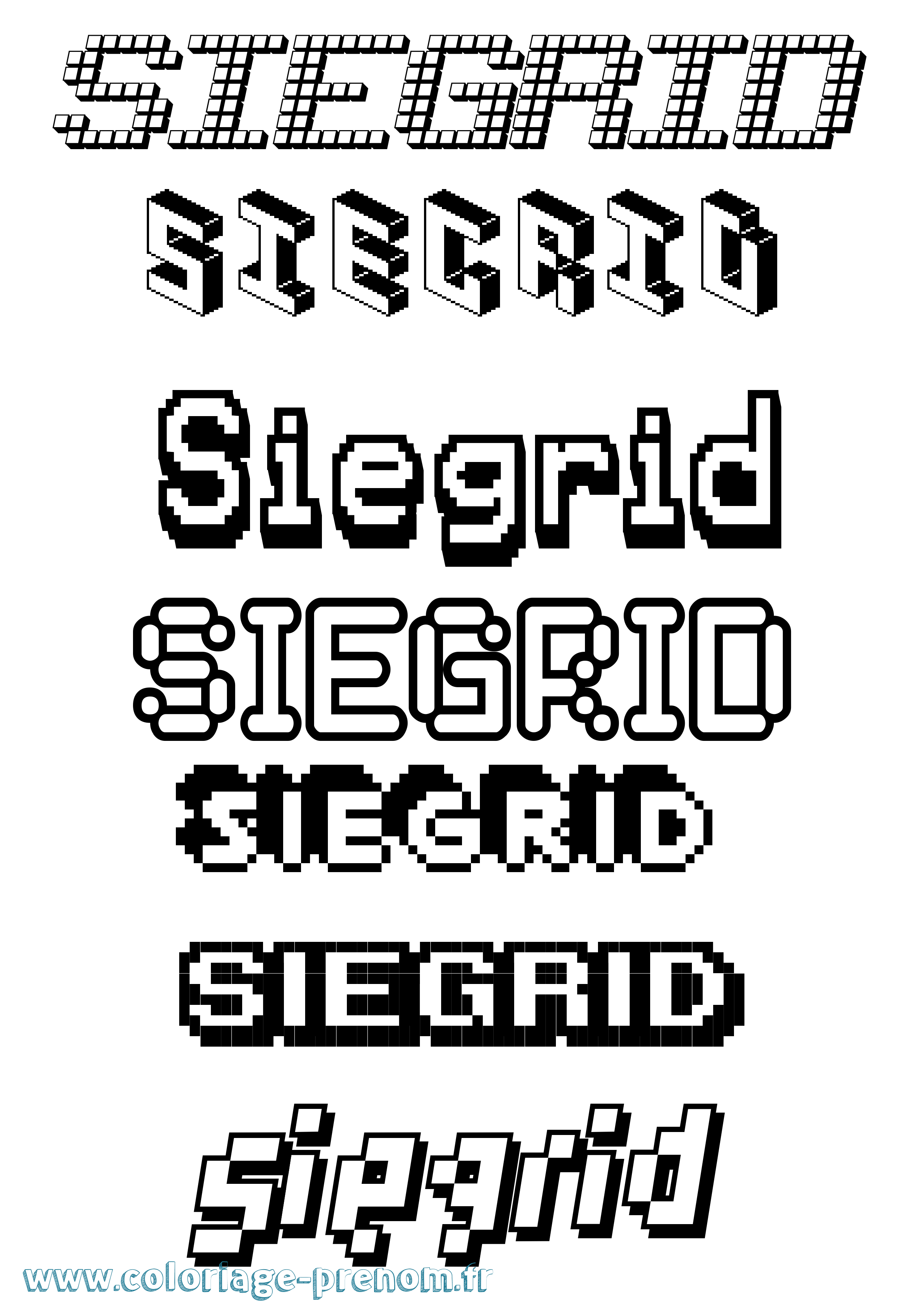 Coloriage Siegrid Pixel Coloriage prénom Siegrid Pixel
