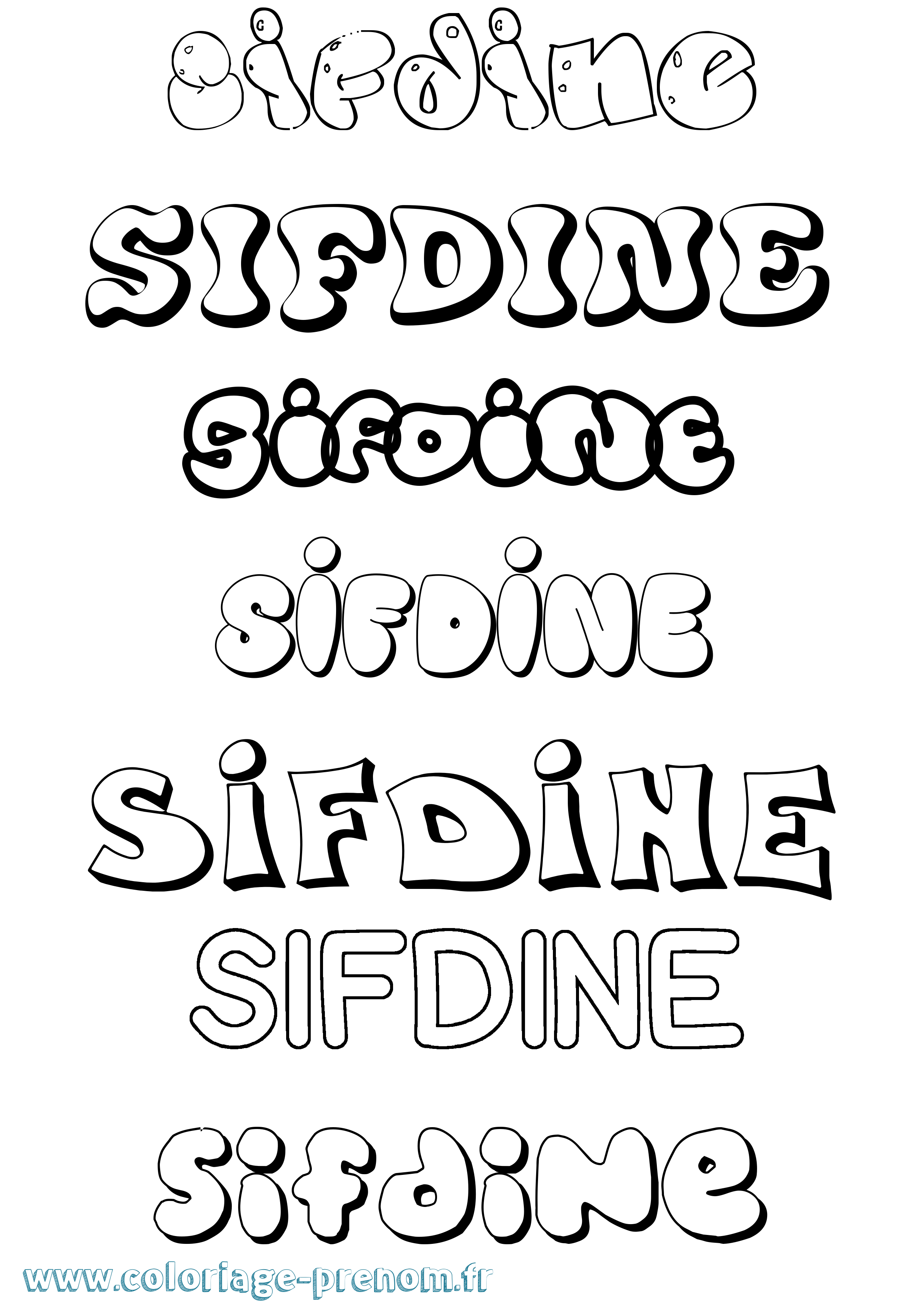 Coloriage Sifdine Bubble Coloriage prénom Sifdine Bubble