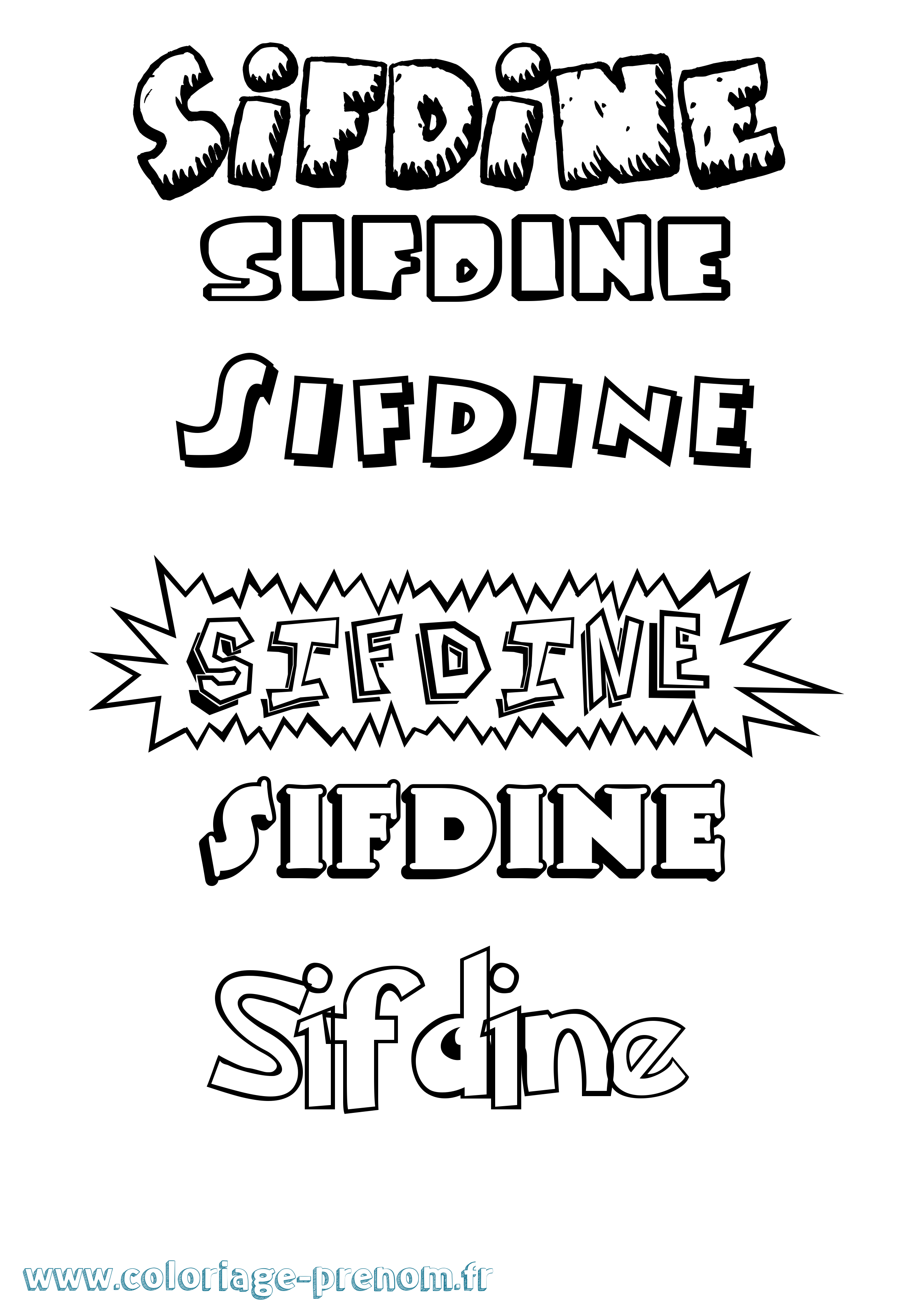 Coloriage Sifdine Dessin Animé Coloriage prénom Sifdine Dessin Animé