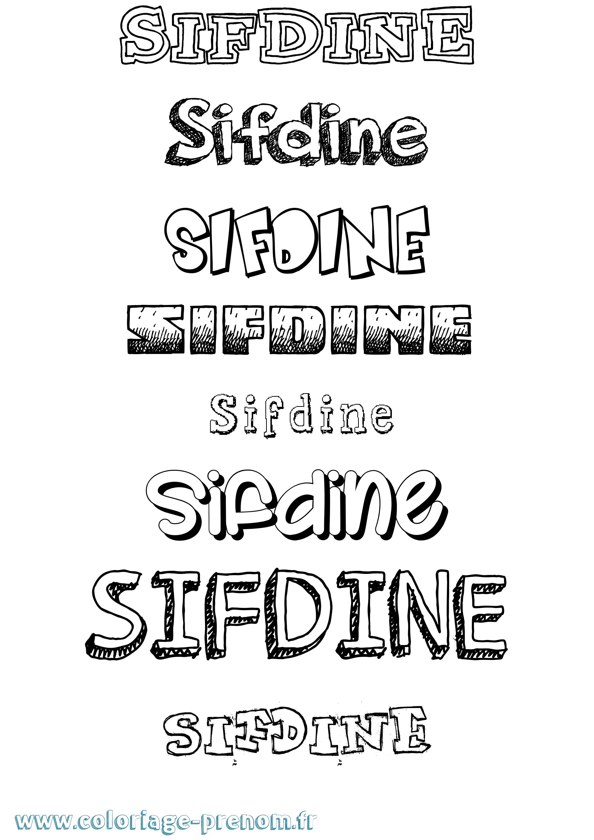 Coloriage Sifdine Dessiné Coloriage prénom Sifdine Dessiné