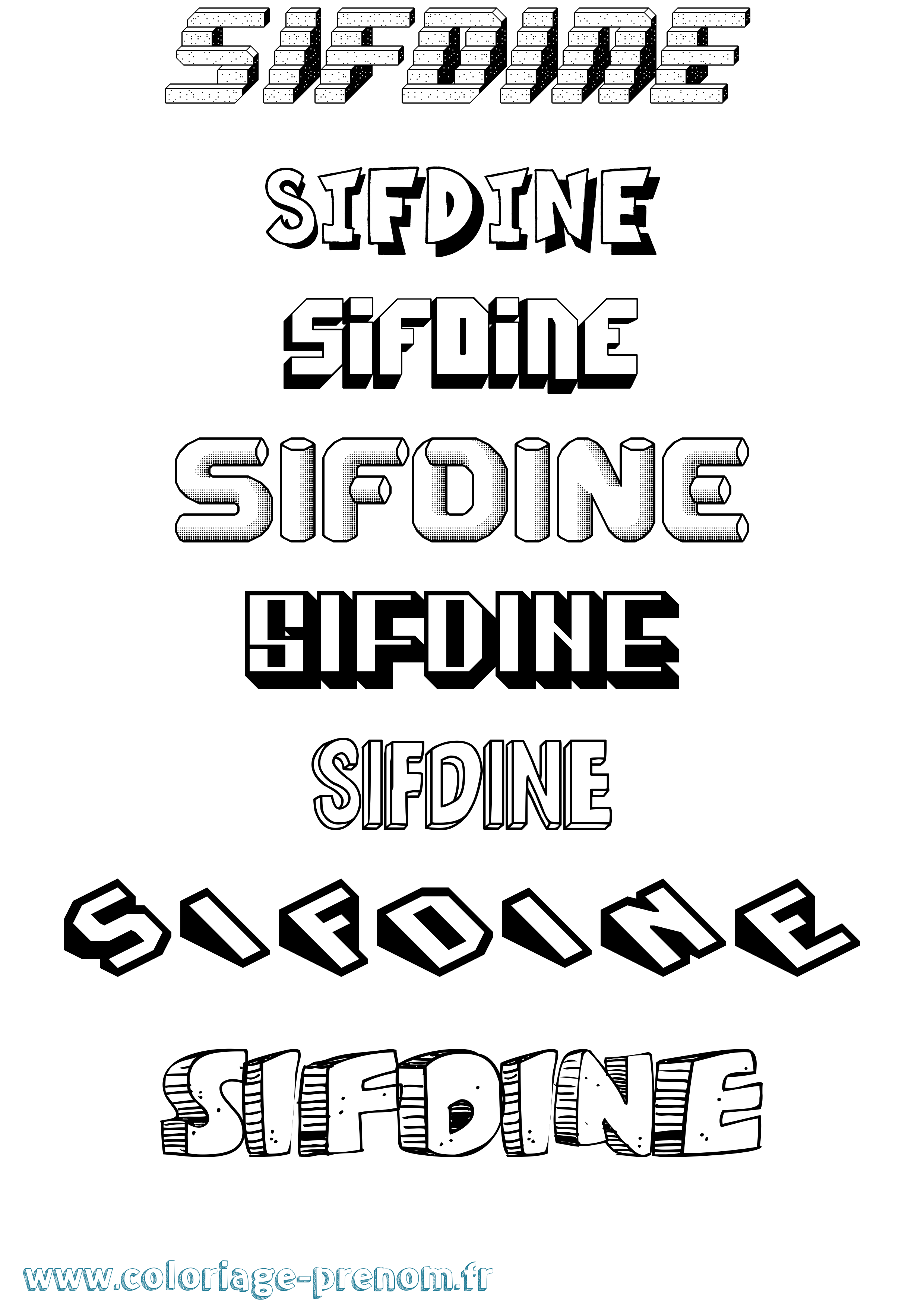 Coloriage Sifdine Effet 3D Coloriage prénom Sifdine Effet 3D