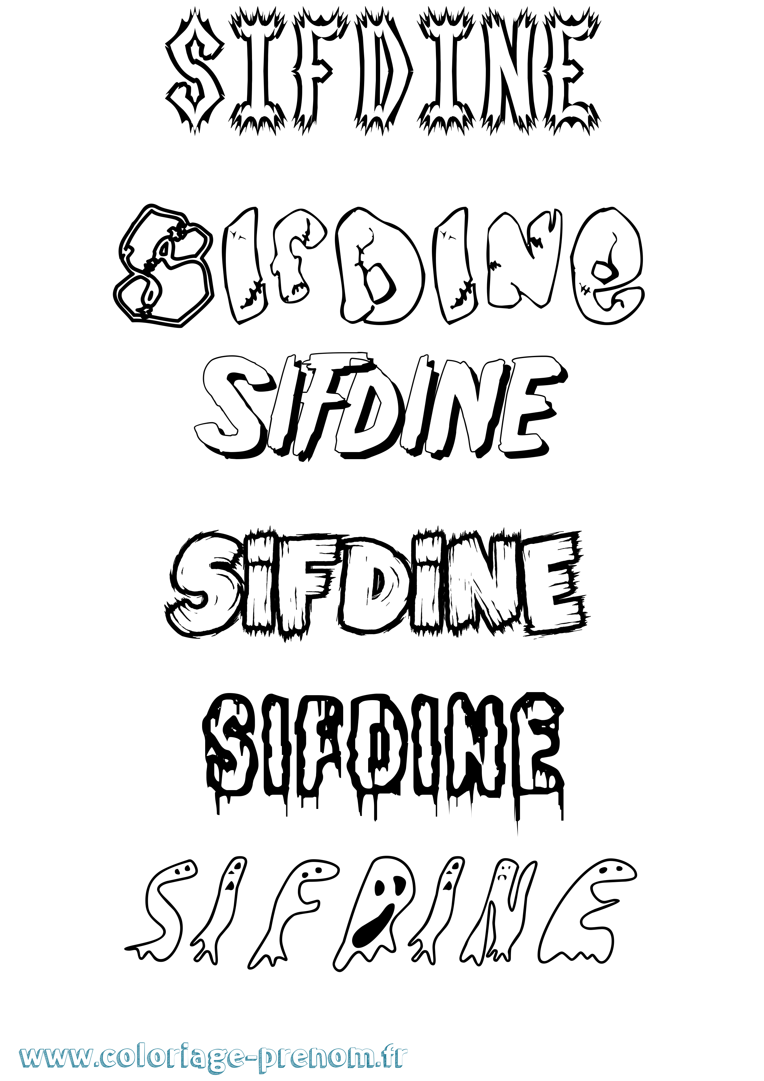 Coloriage Sifdine Frisson Coloriage prénom Sifdine Frisson