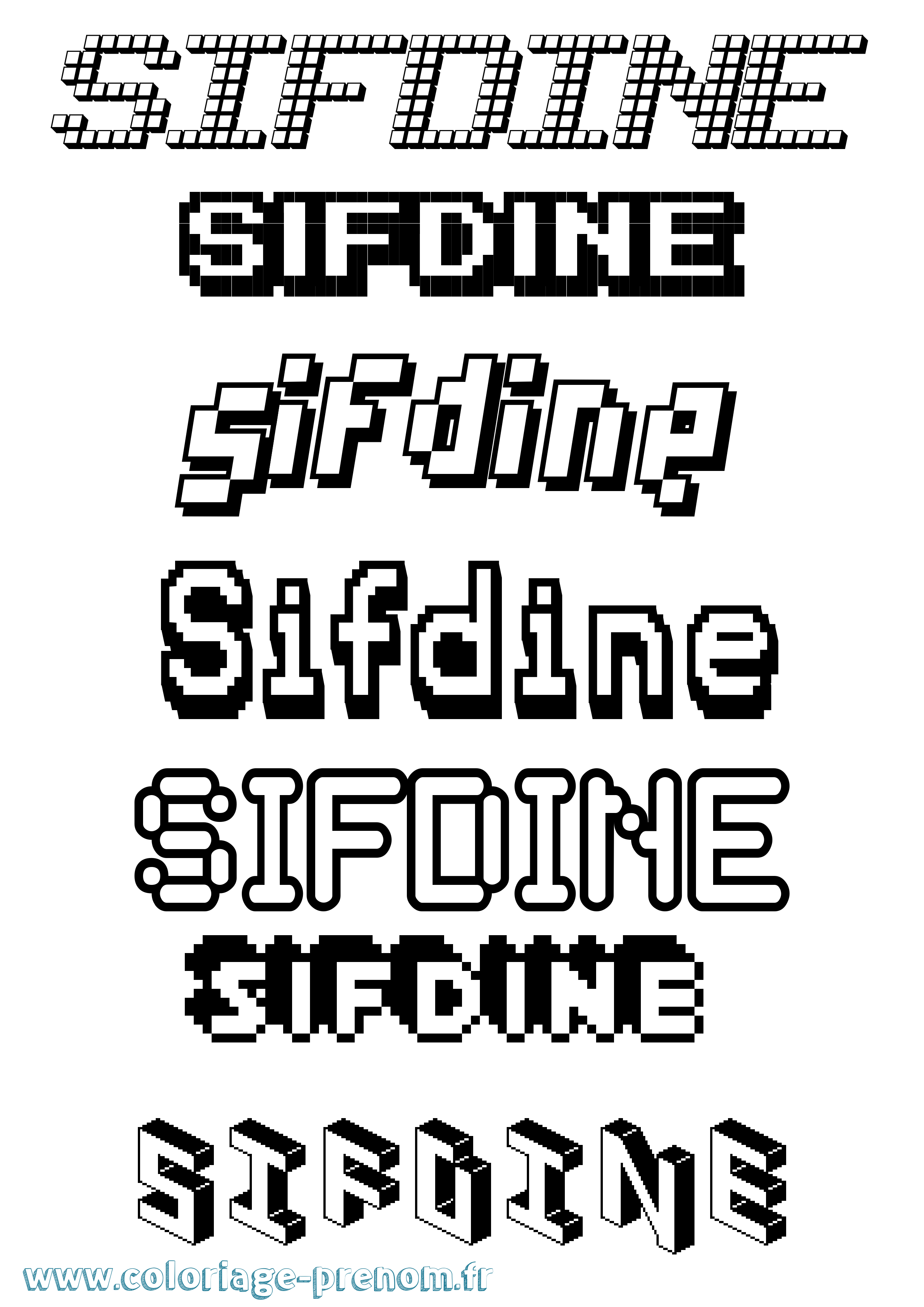 Coloriage Sifdine Pixel Coloriage prénom Sifdine Pixel