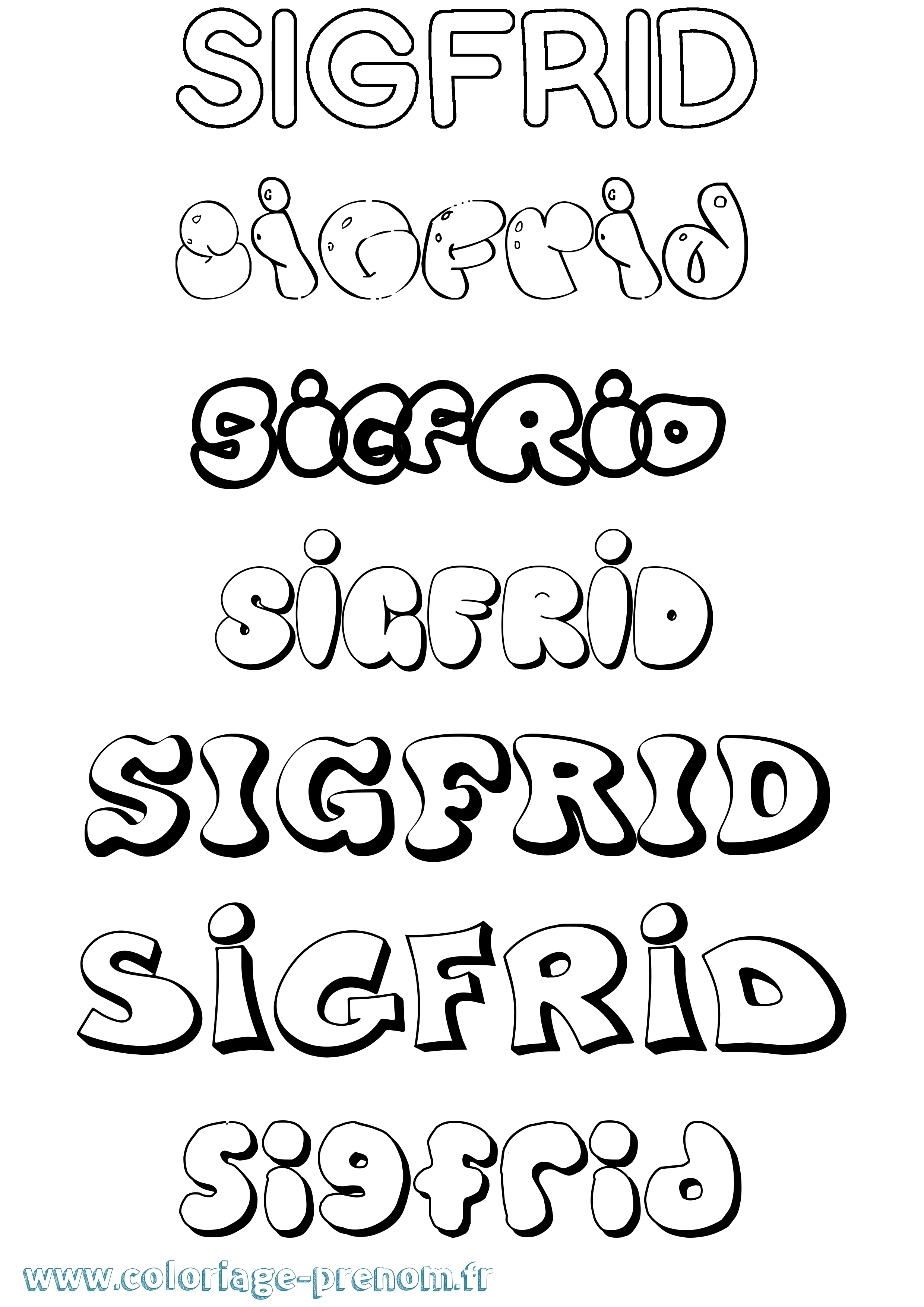 Coloriage Sigfrid Bubble Coloriage prénom Sigfrid Bubble