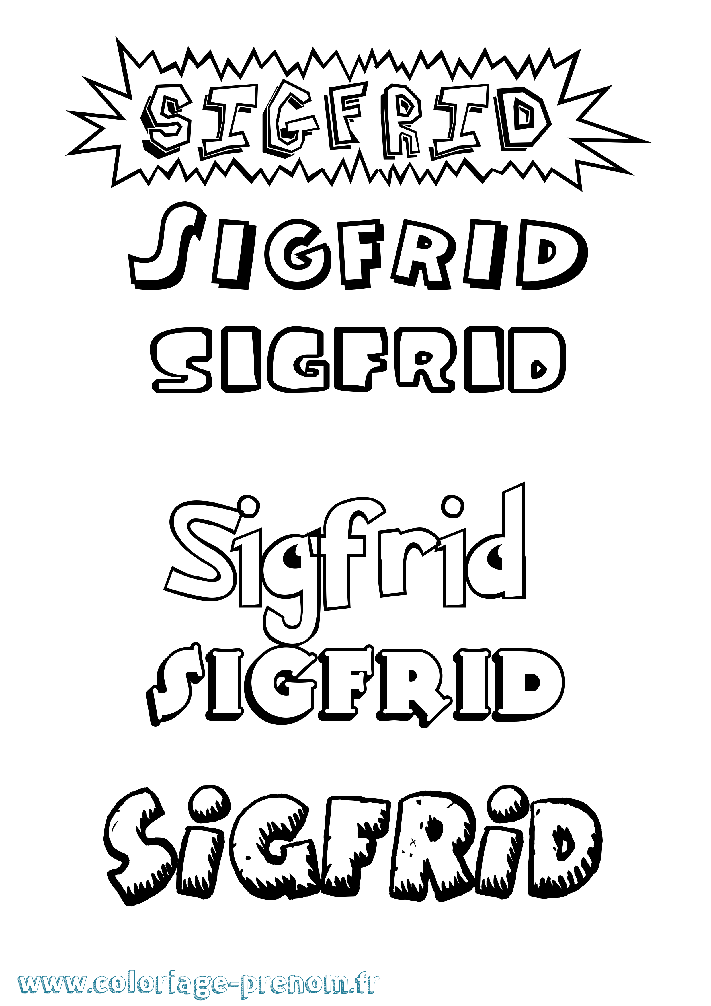 Coloriage Sigfrid Dessin Animé Coloriage prénom Sigfrid Dessin Animé