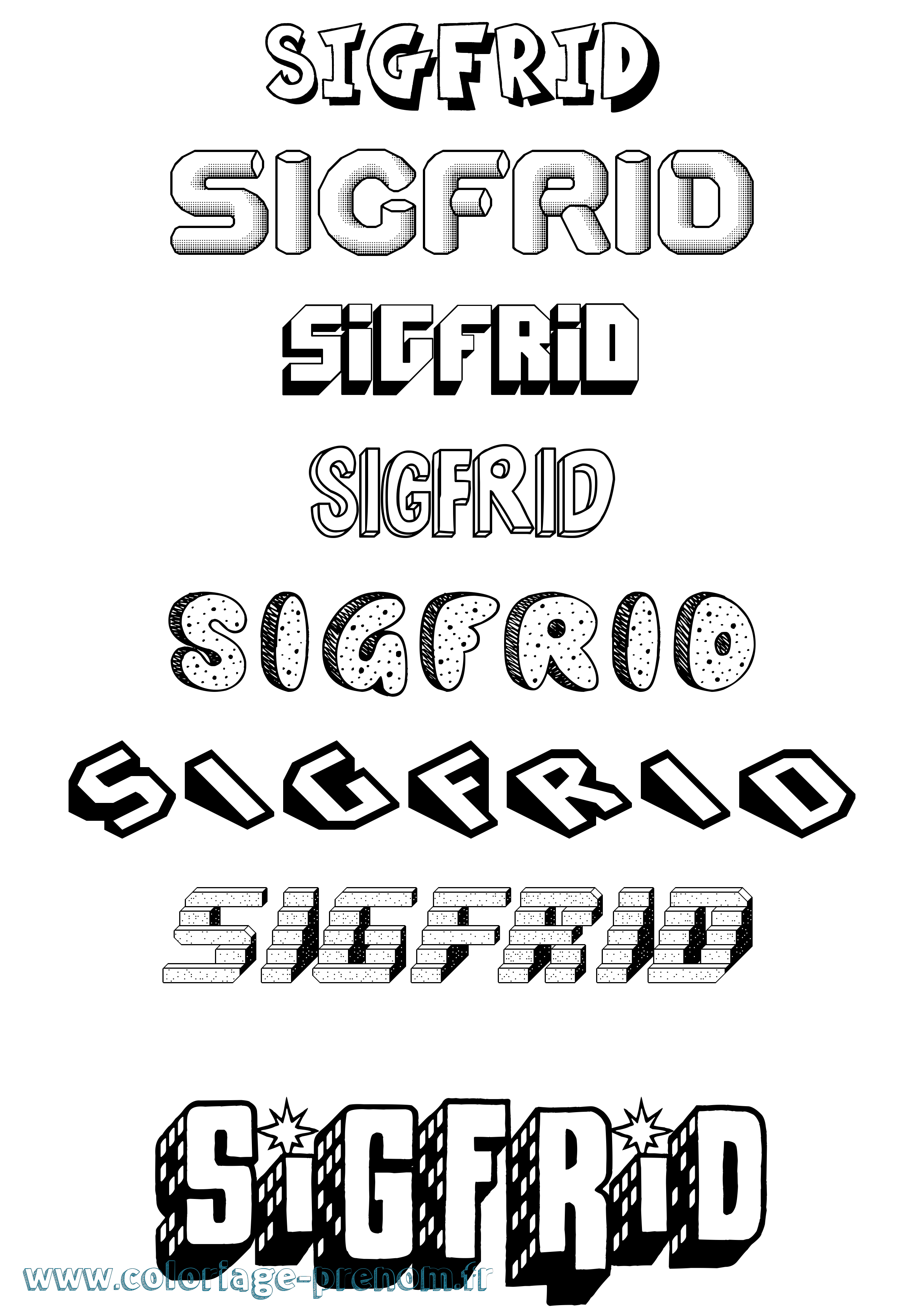 Coloriage Sigfrid Effet 3D Coloriage prénom Sigfrid Effet 3D