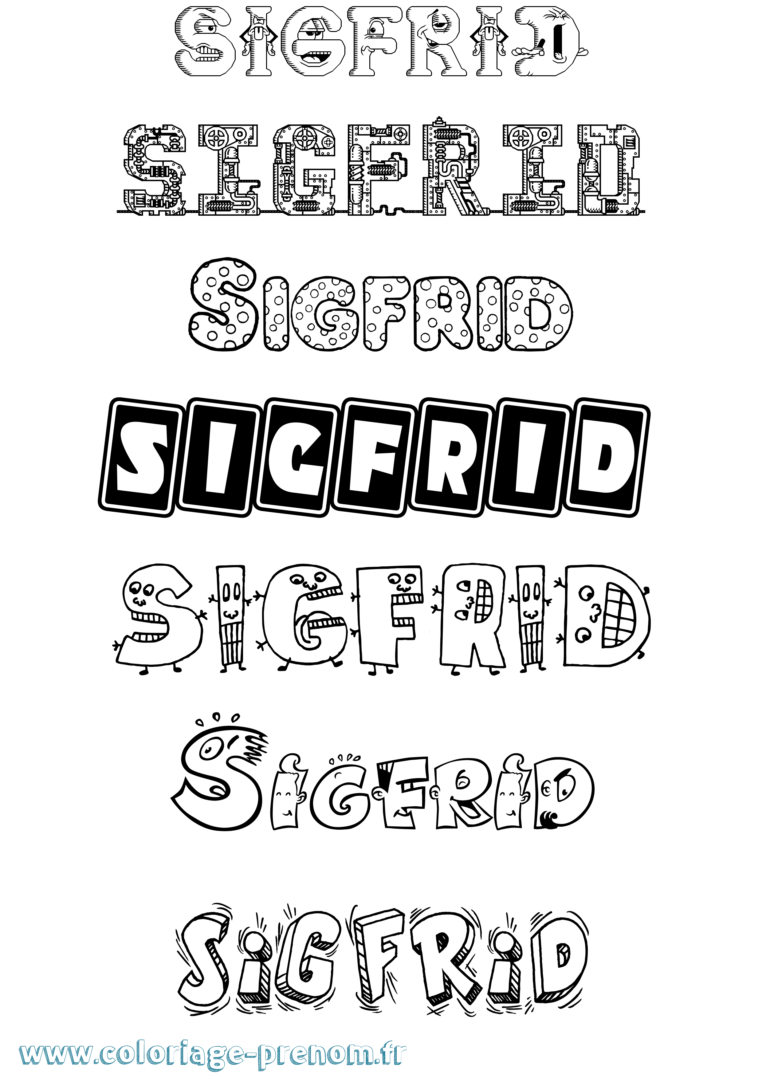 Coloriage Sigfrid Fun Coloriage prénom Sigfrid Fun