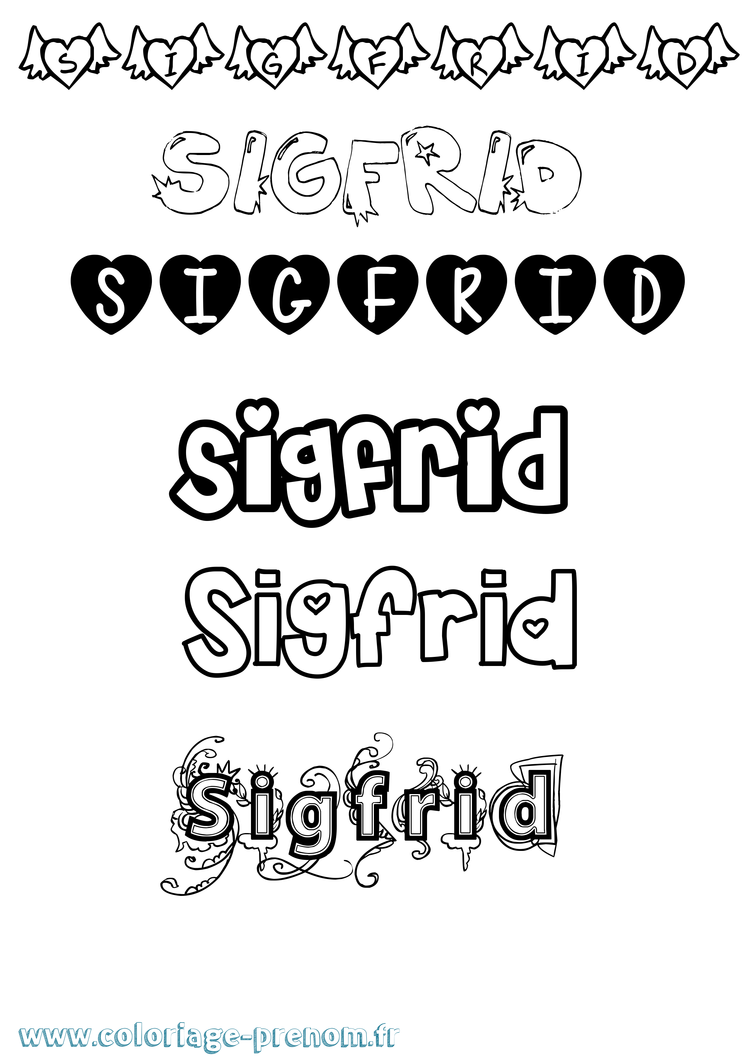 Coloriage Sigfrid Girly Coloriage prénom Sigfrid Girly