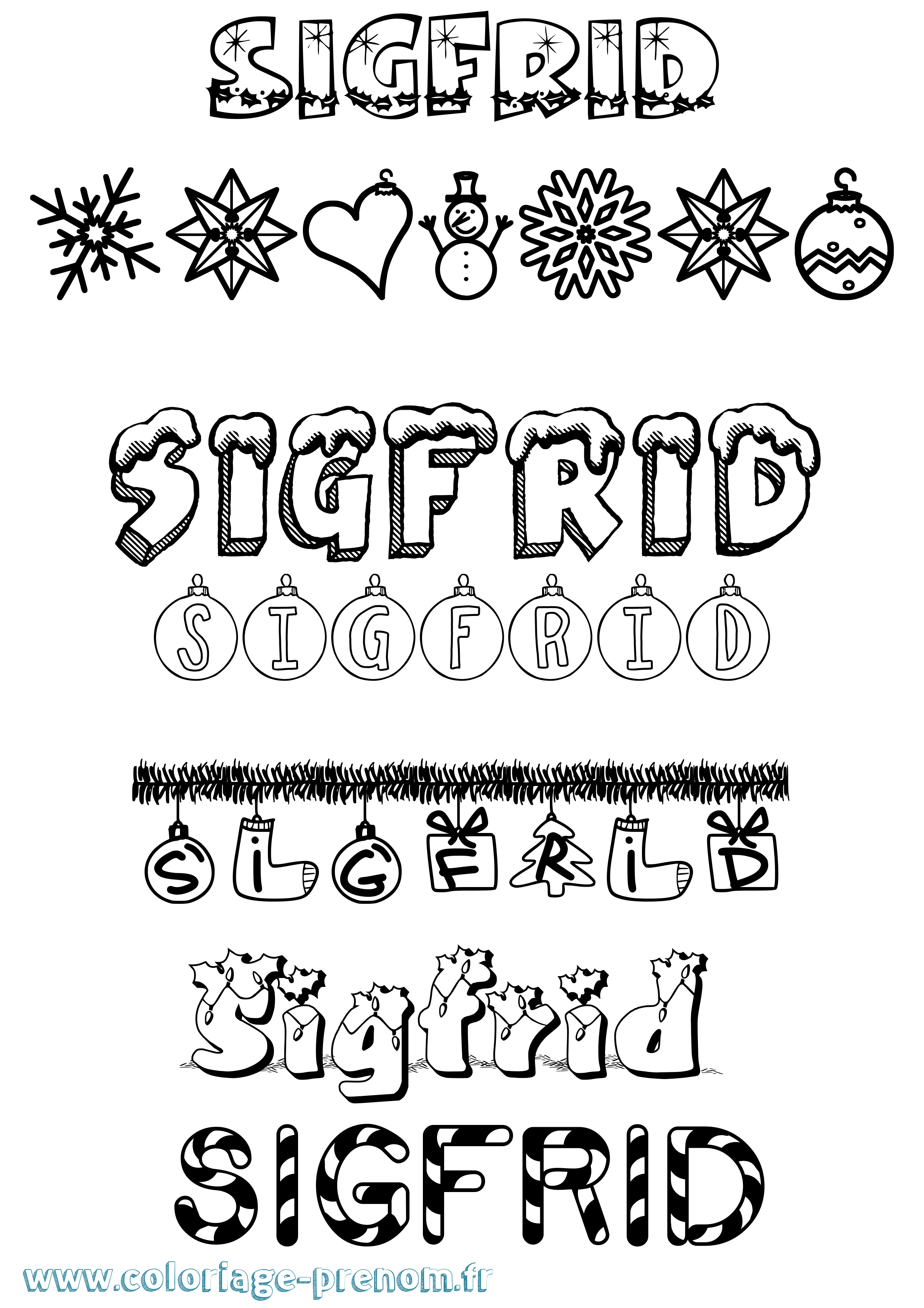 Coloriage Sigfrid Noël Coloriage prénom Sigfrid Noël