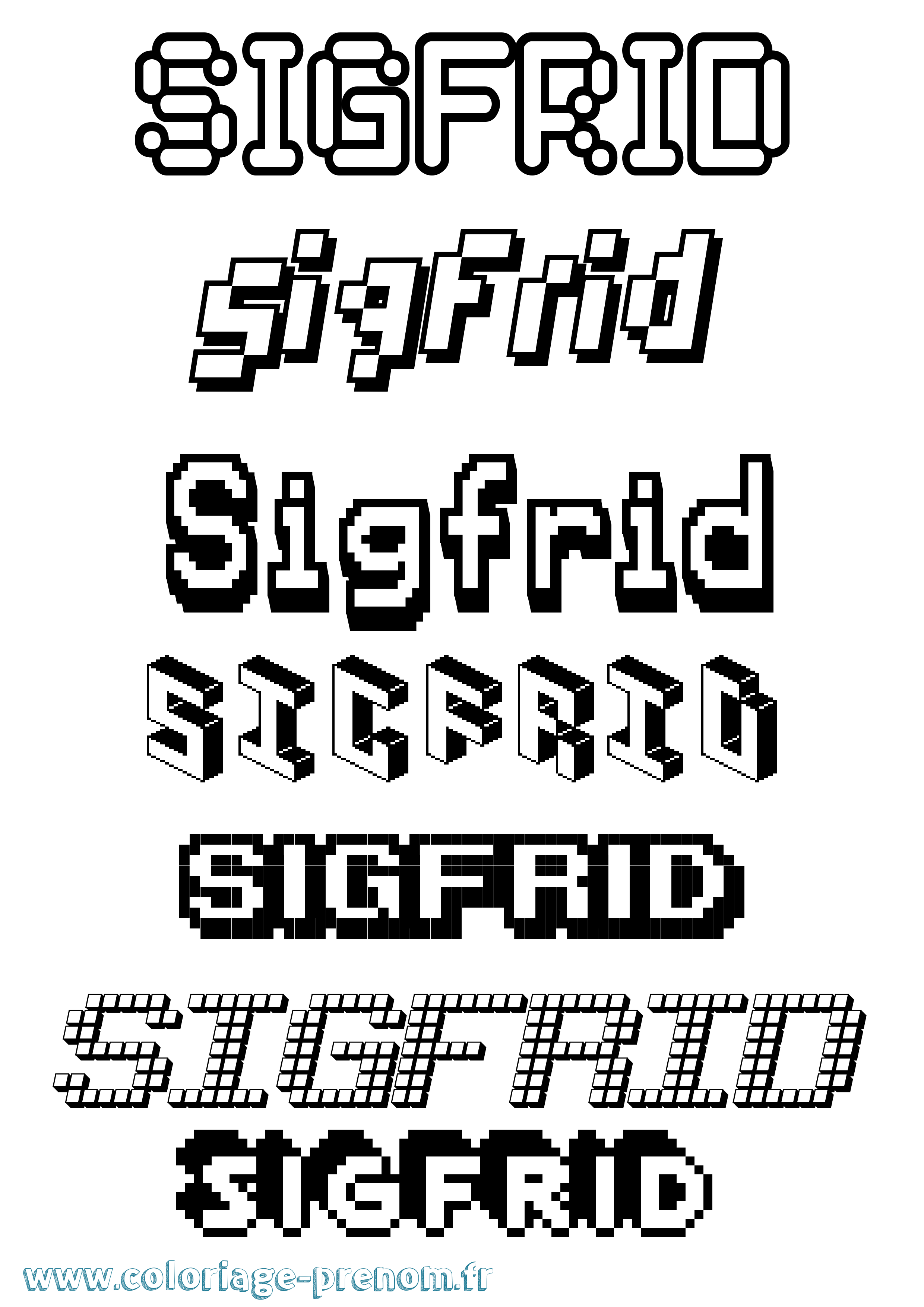 Coloriage Sigfrid Pixel Coloriage prénom Sigfrid Pixel