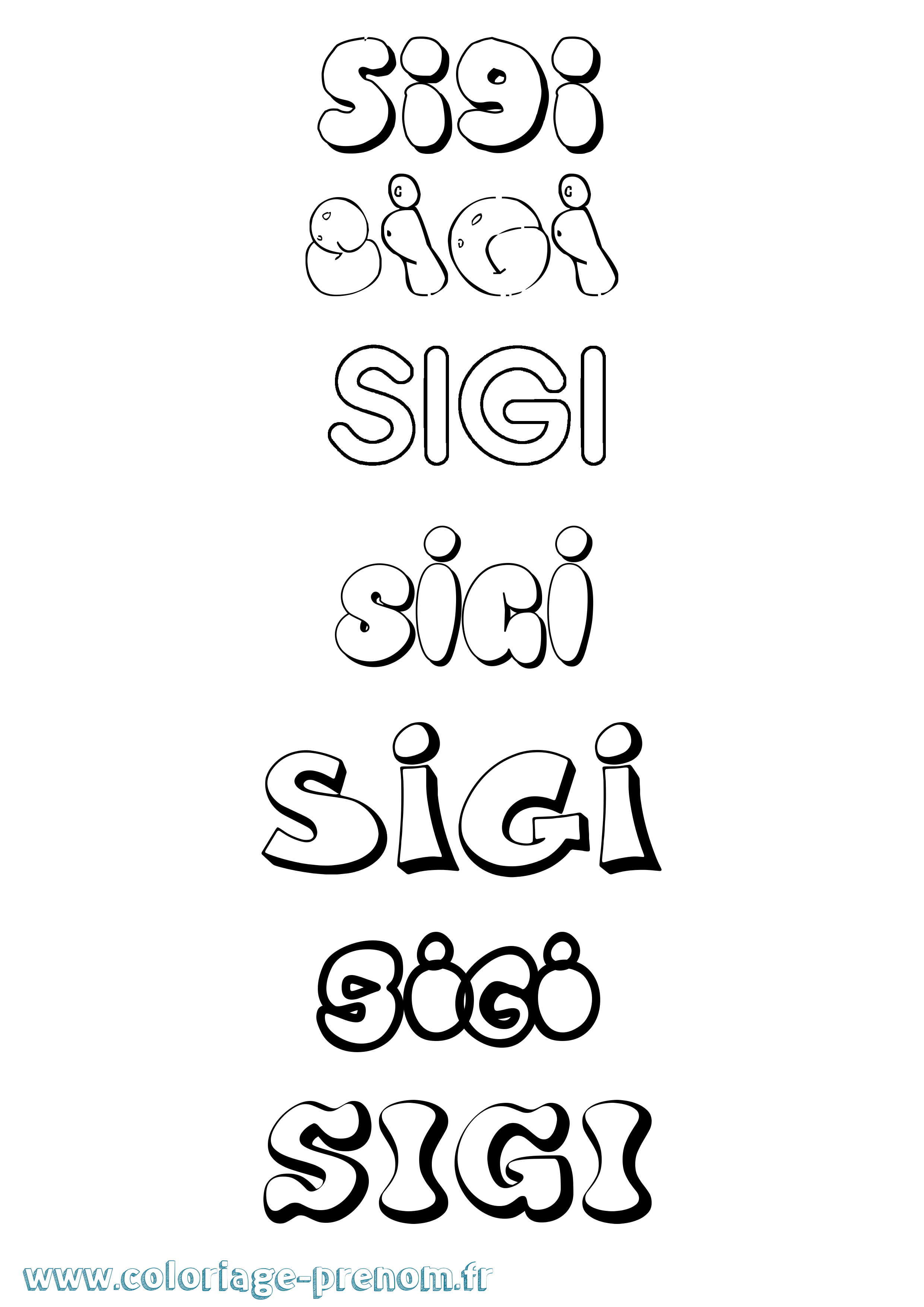 Coloriage Sigi Bubble Coloriage prénom Sigi Bubble