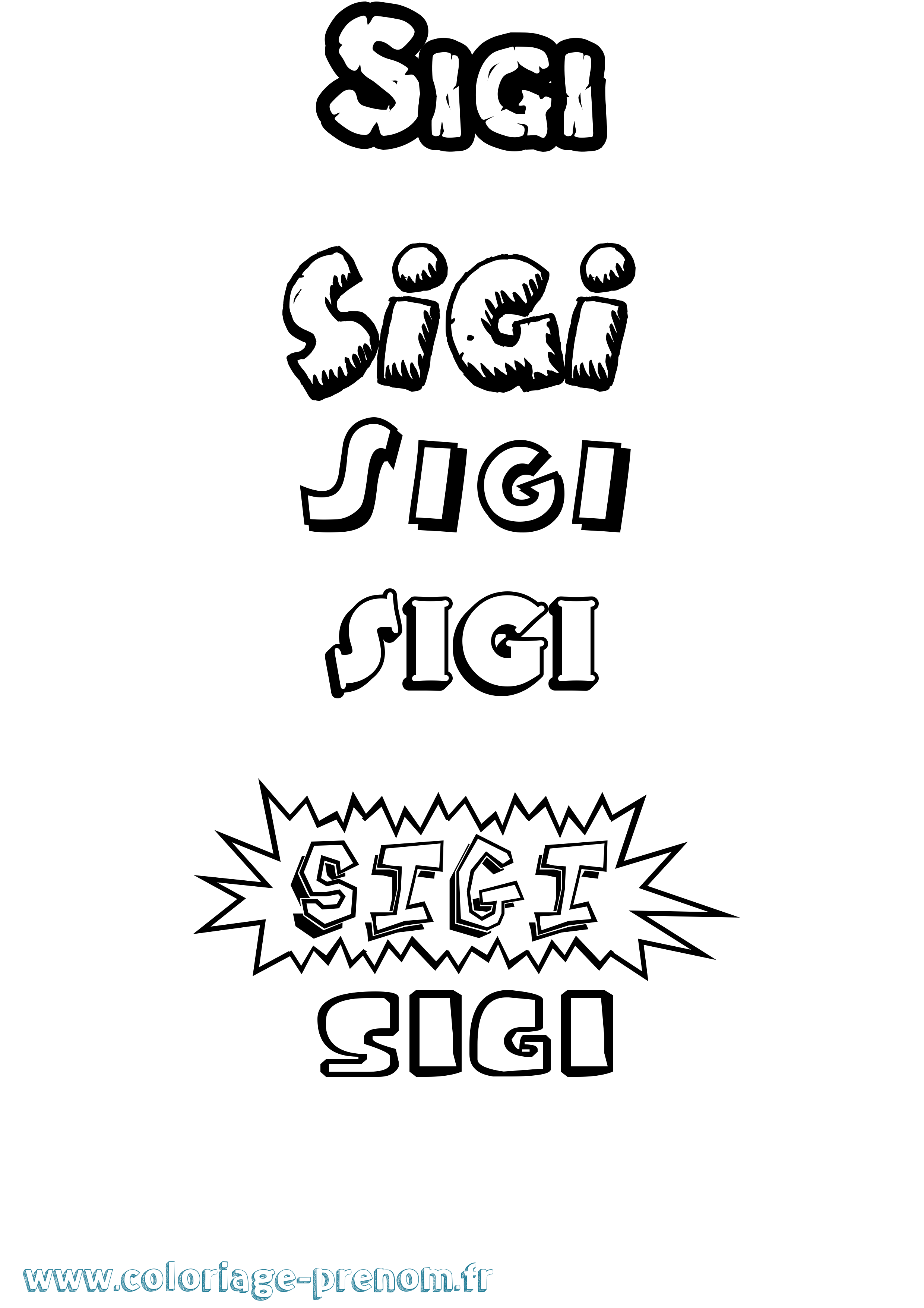 Coloriage Sigi Dessin Animé Coloriage prénom Sigi Dessin Animé