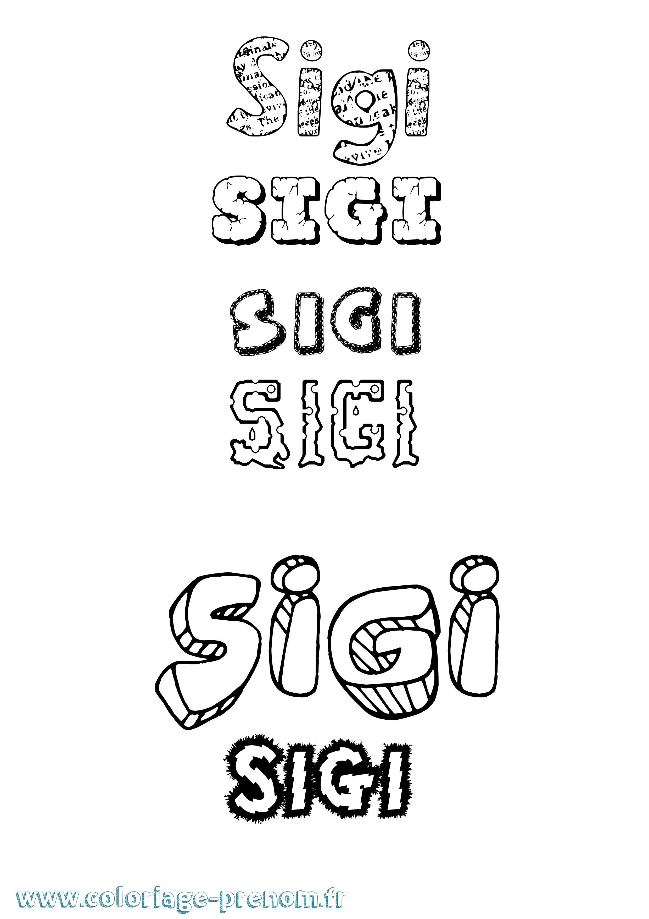 Coloriage Sigi Destructuré Coloriage prénom Sigi Destructuré