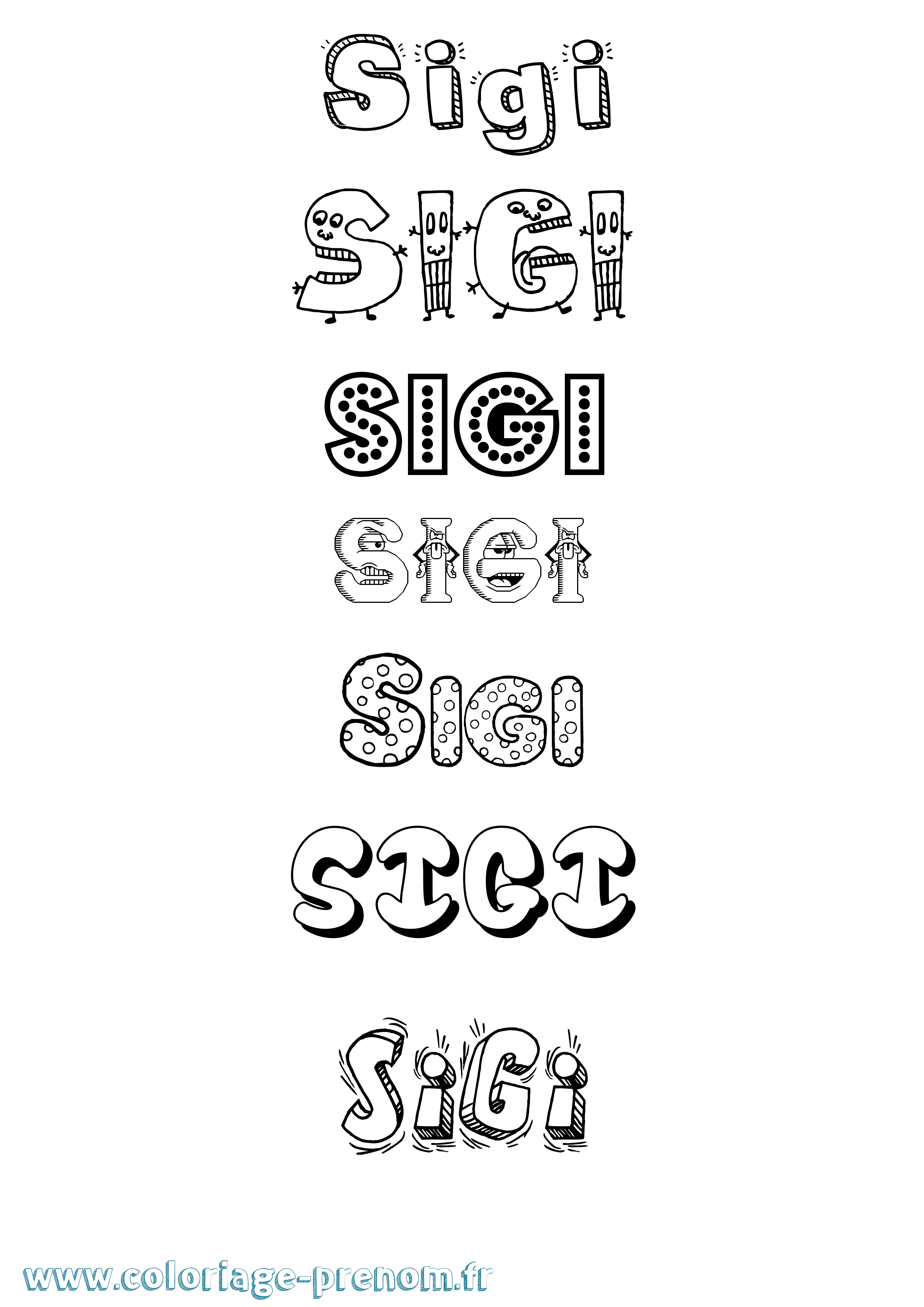 Coloriage Sigi Fun Coloriage prénom Sigi Fun