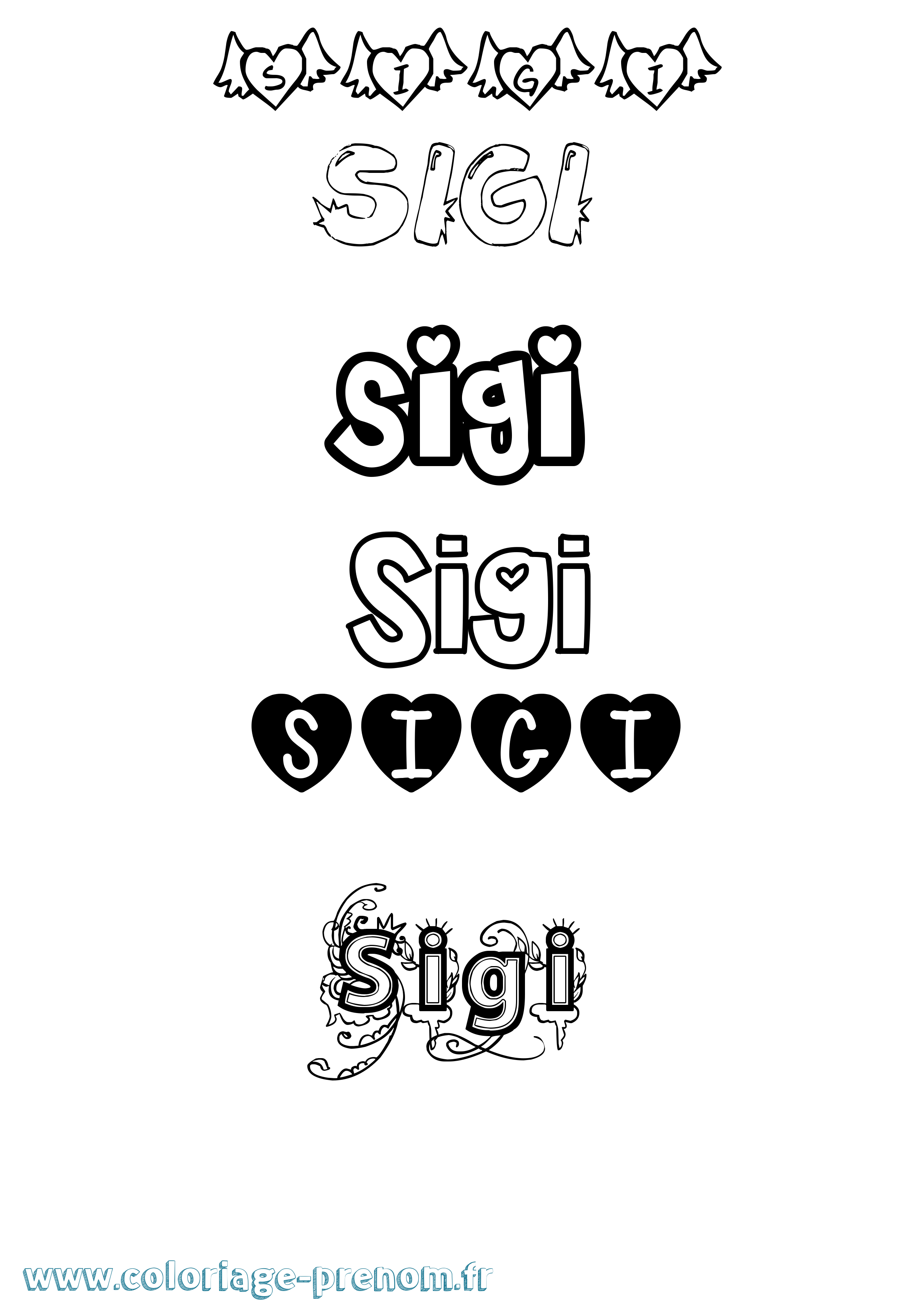 Coloriage Sigi Girly Coloriage prénom Sigi Girly