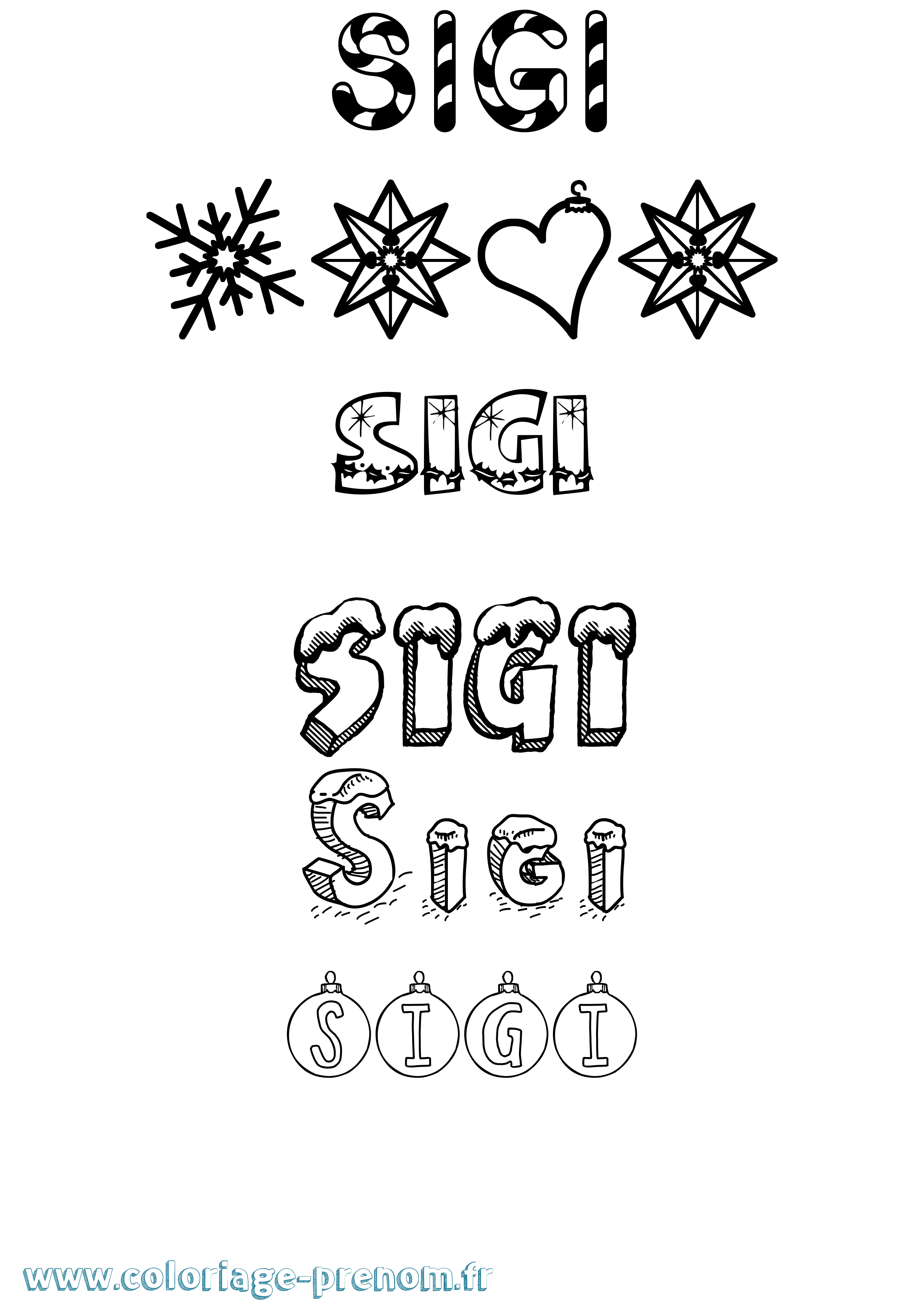 Coloriage Sigi Noël Coloriage prénom Sigi Noël