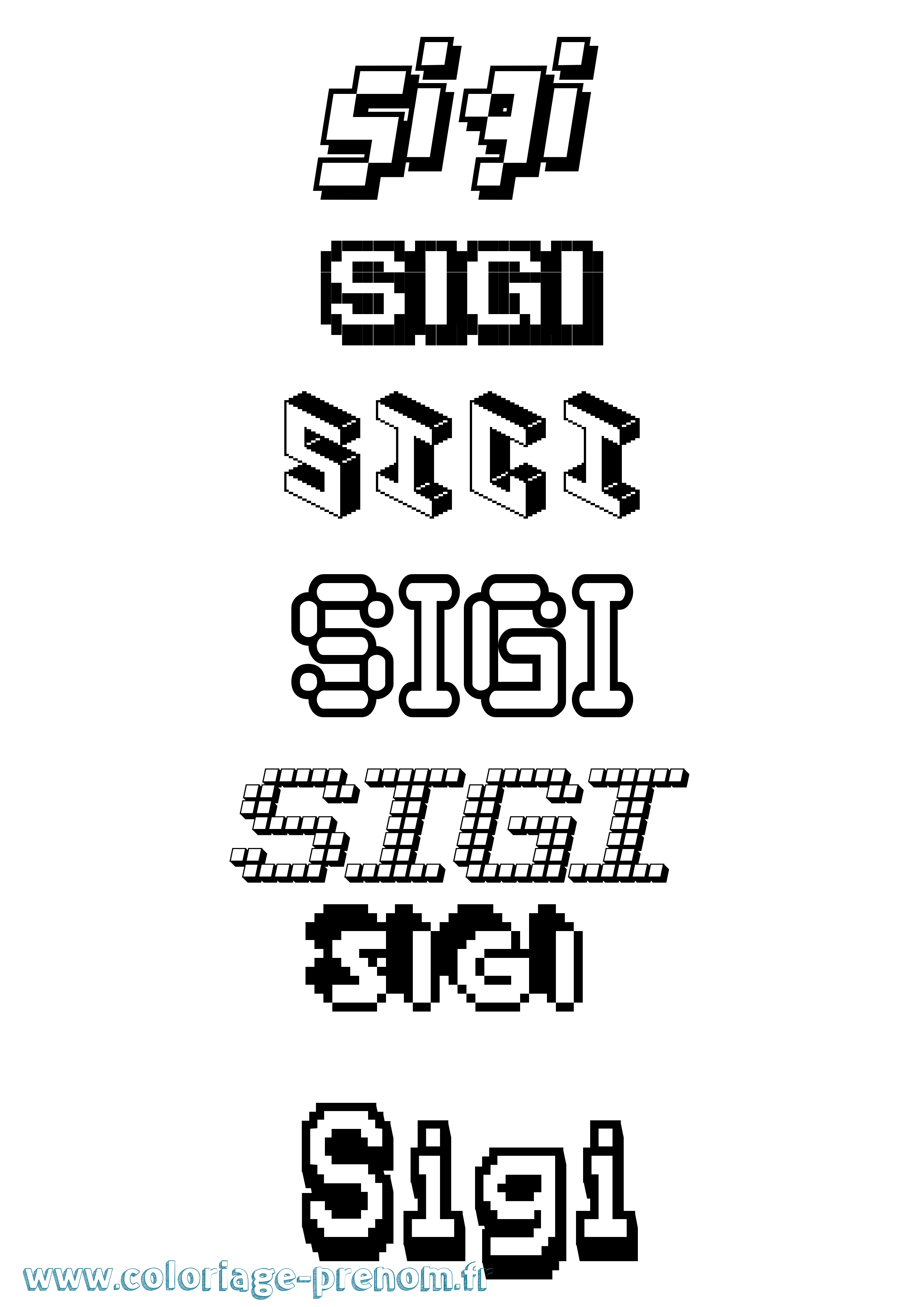 Coloriage Sigi Pixel Coloriage prénom Sigi Pixel