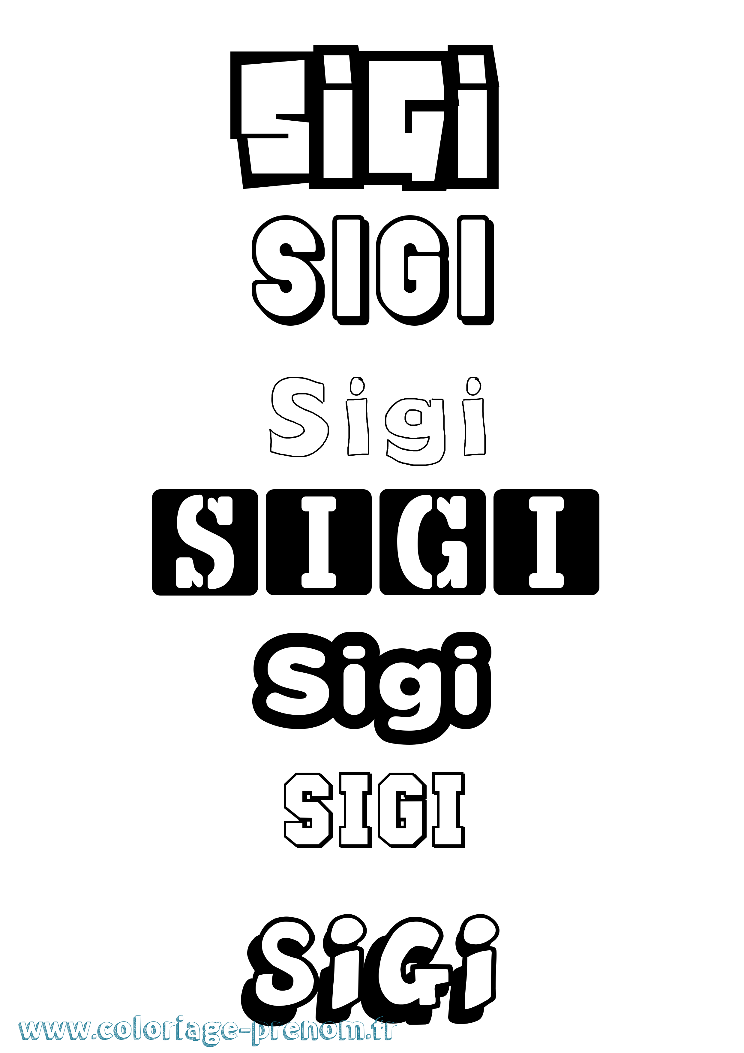 Coloriage Sigi Simple Coloriage prénom Sigi Simple