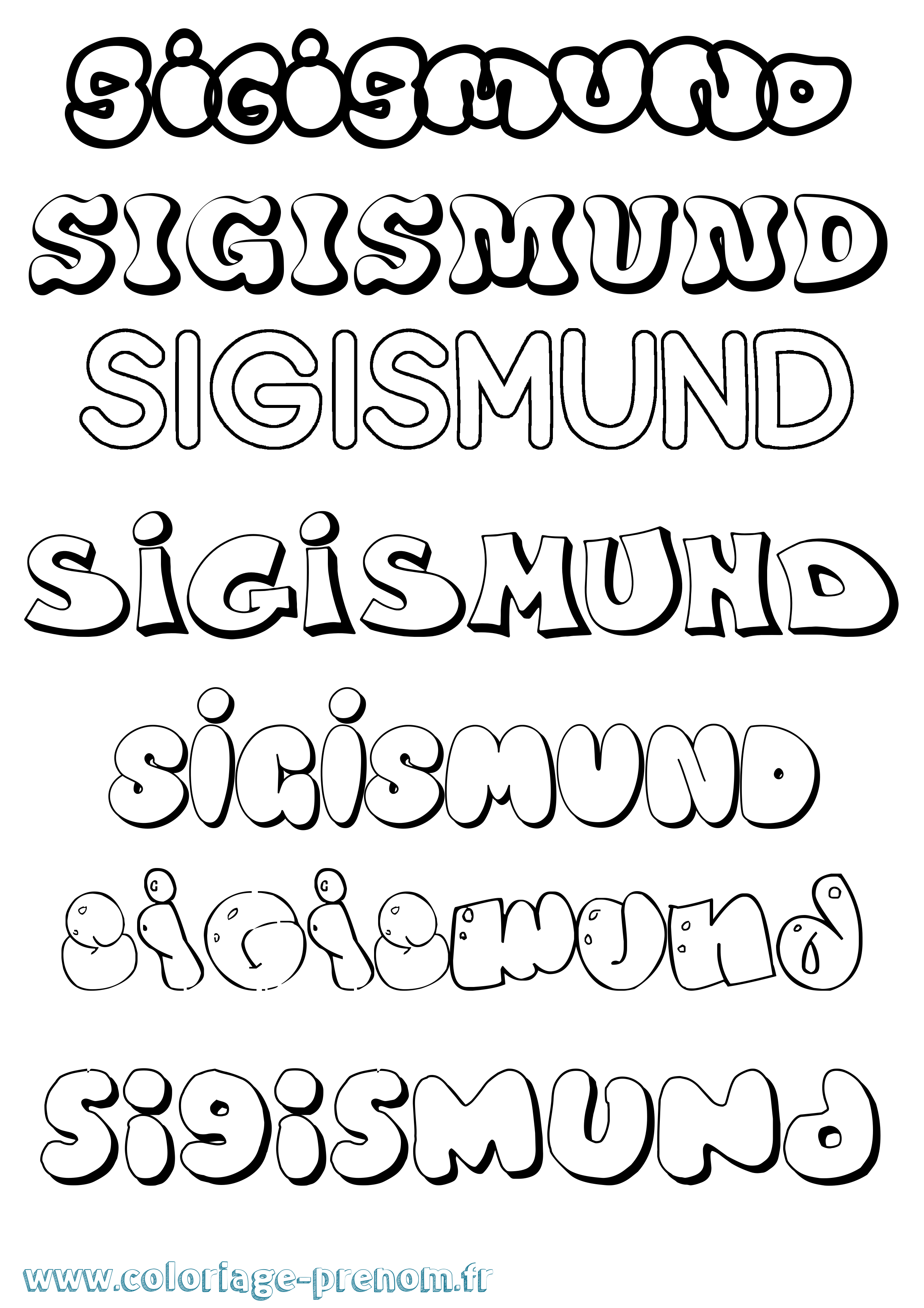 Coloriage Sigismund Bubble Coloriage prénom Sigismund Bubble