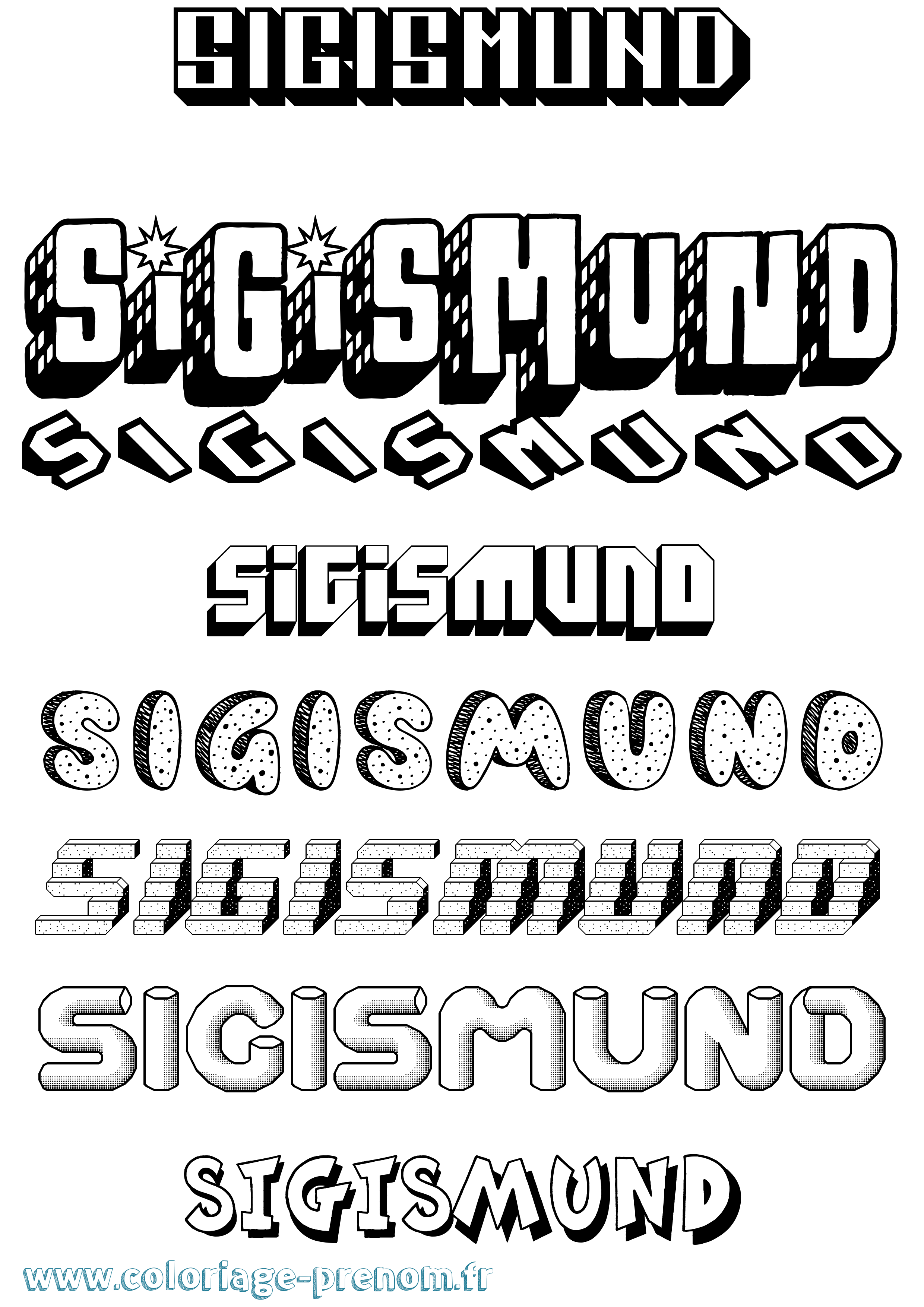 Coloriage Sigismund Effet 3D Coloriage prénom Sigismund Effet 3D