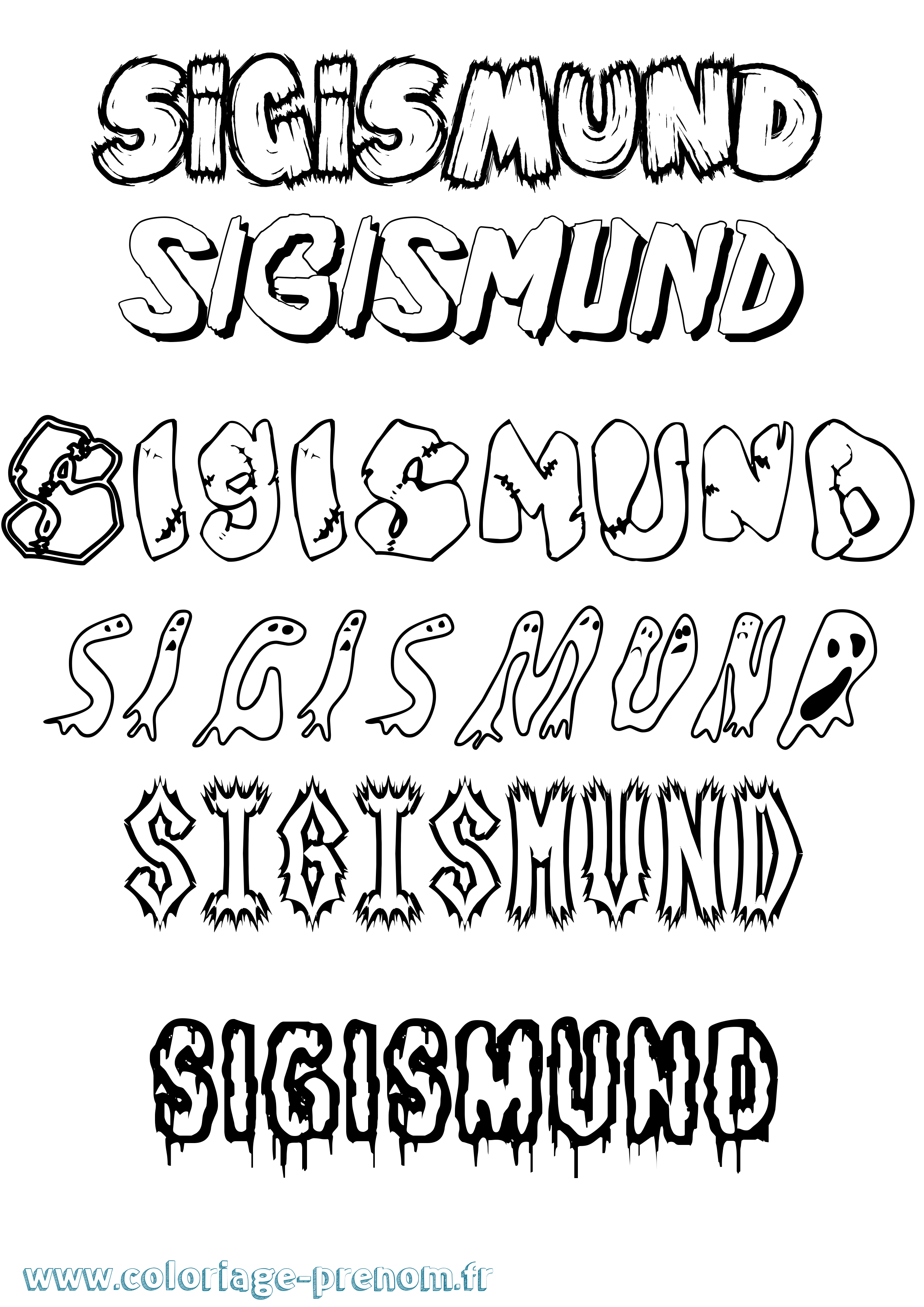 Coloriage Sigismund Frisson Coloriage prénom Sigismund Frisson