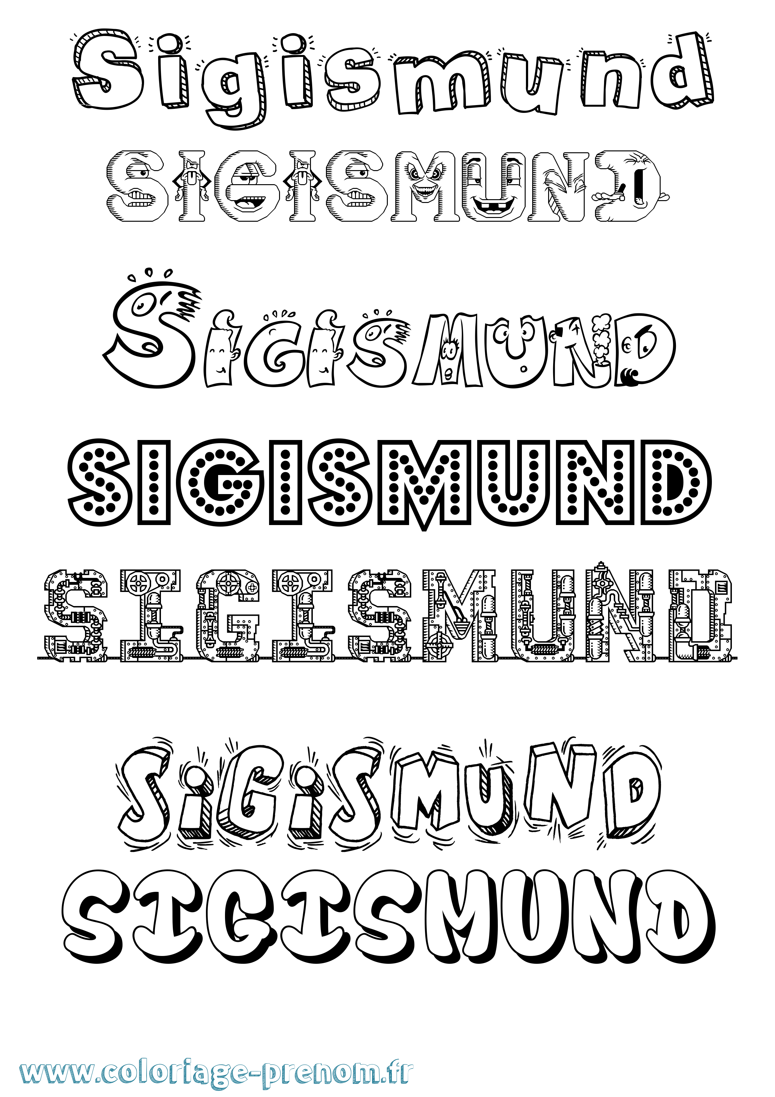 Coloriage Sigismund Fun Coloriage prénom Sigismund Fun