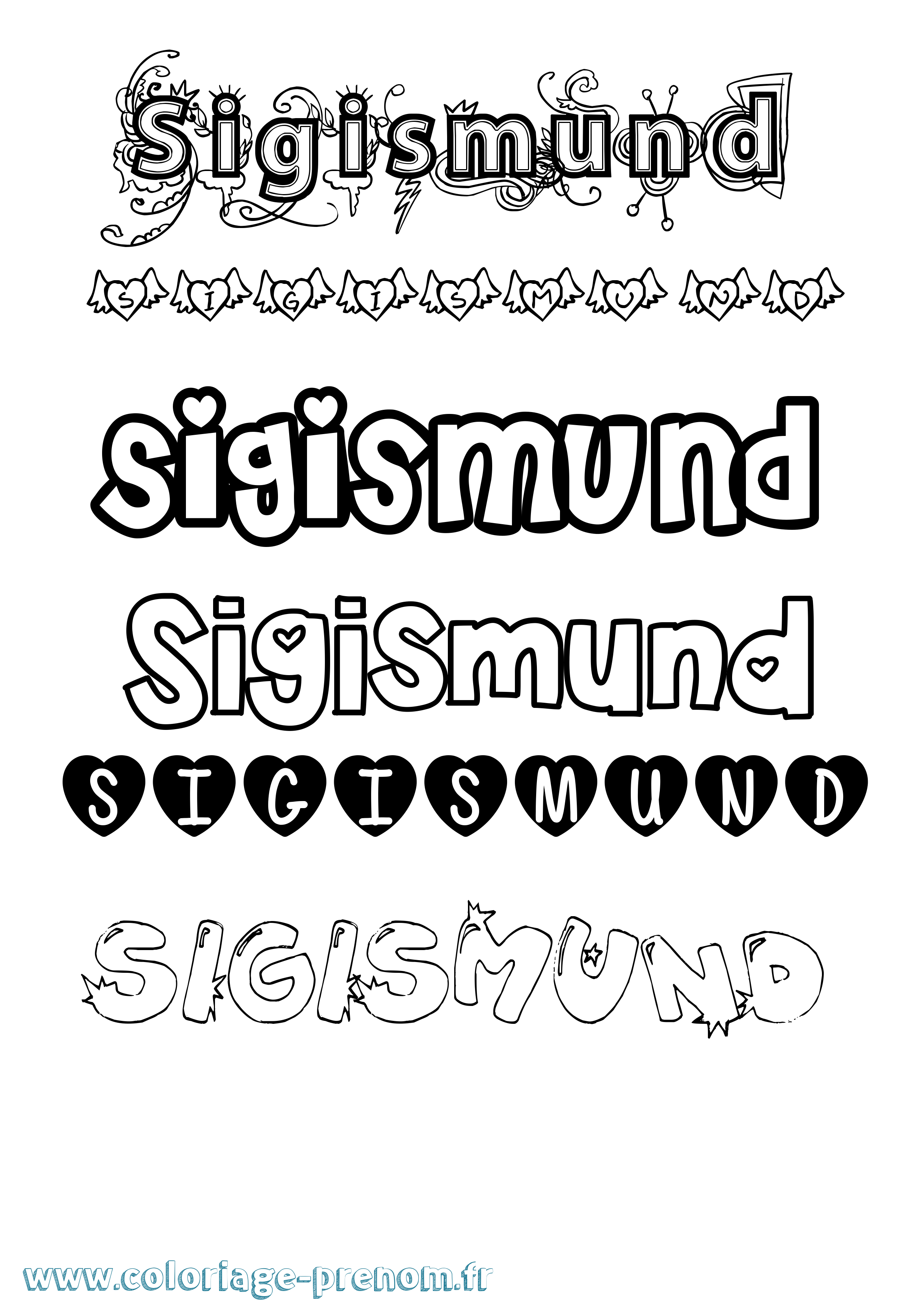 Coloriage Sigismund Girly Coloriage prénom Sigismund Girly