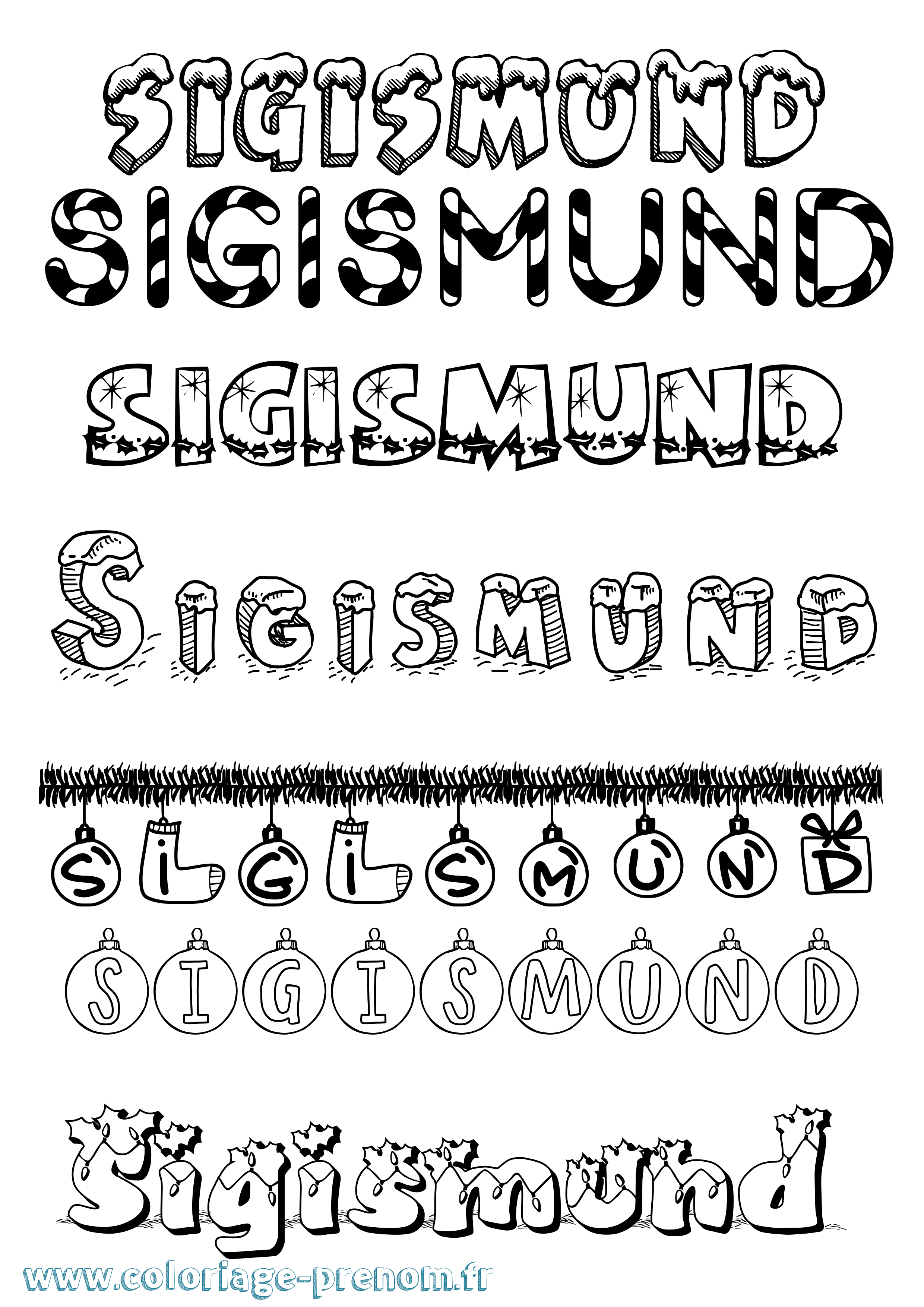 Coloriage Sigismund Noël Coloriage prénom Sigismund Noël