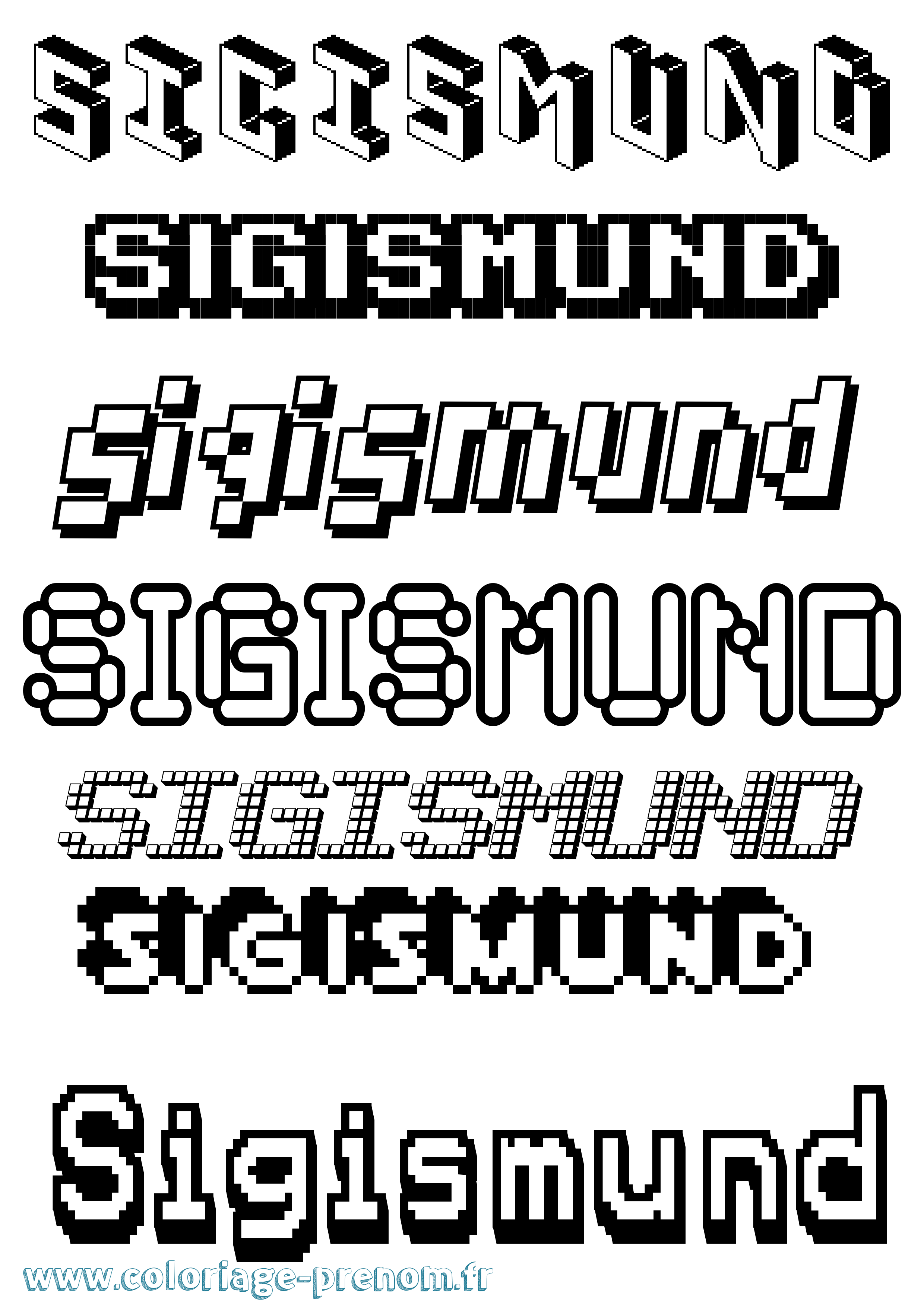 Coloriage Sigismund Pixel Coloriage prénom Sigismund Pixel