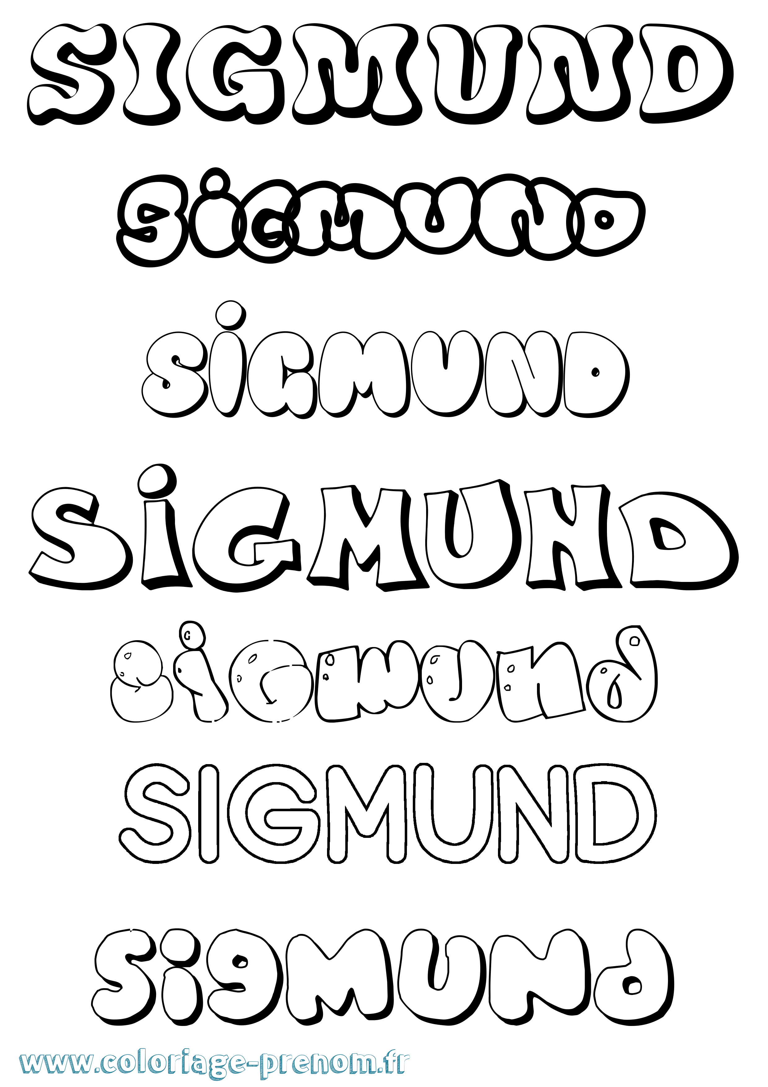 Coloriage Sigmund Bubble Coloriage prénom Sigmund Bubble