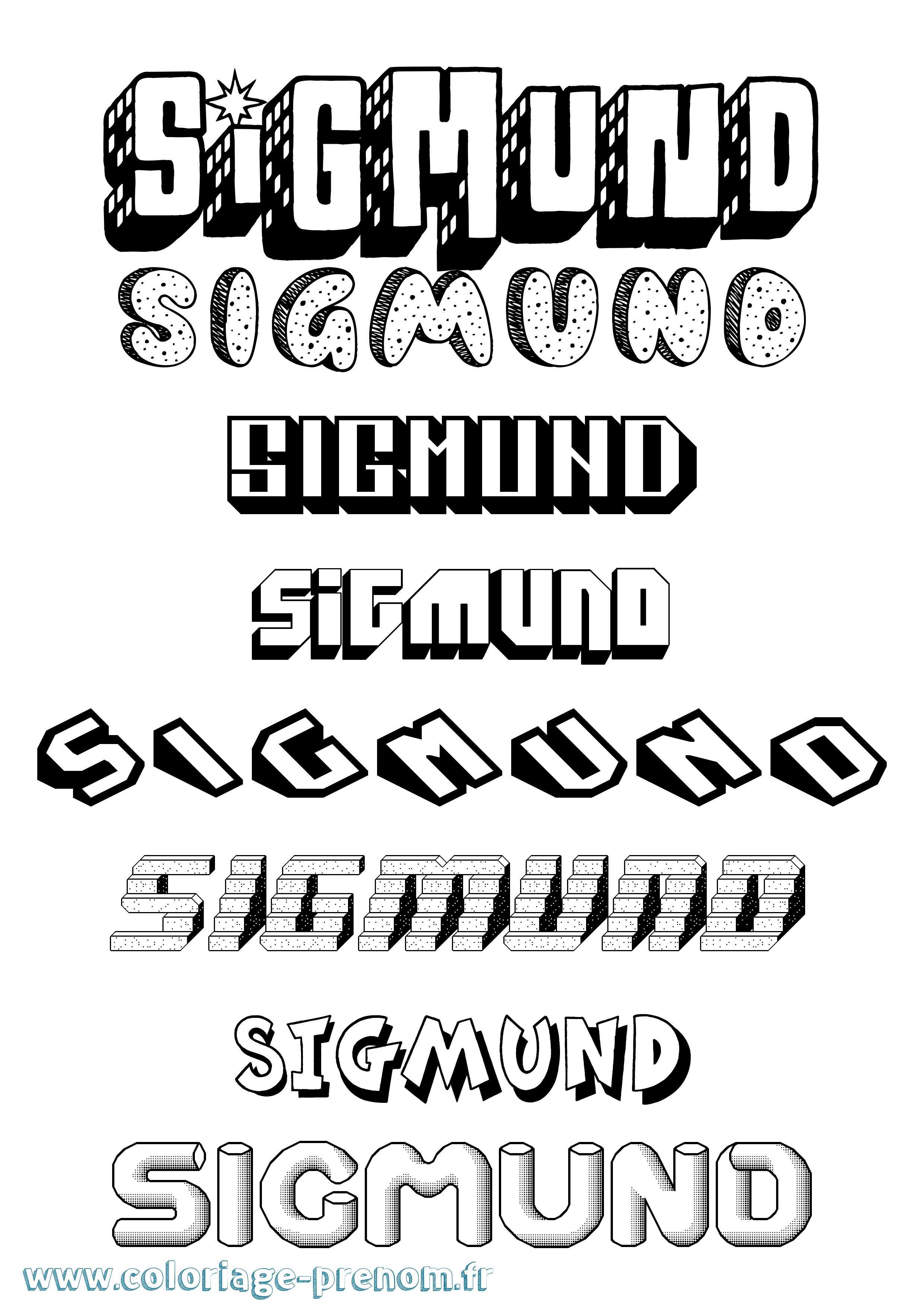 Coloriage Sigmund Effet 3D Coloriage prénom Sigmund Effet 3D