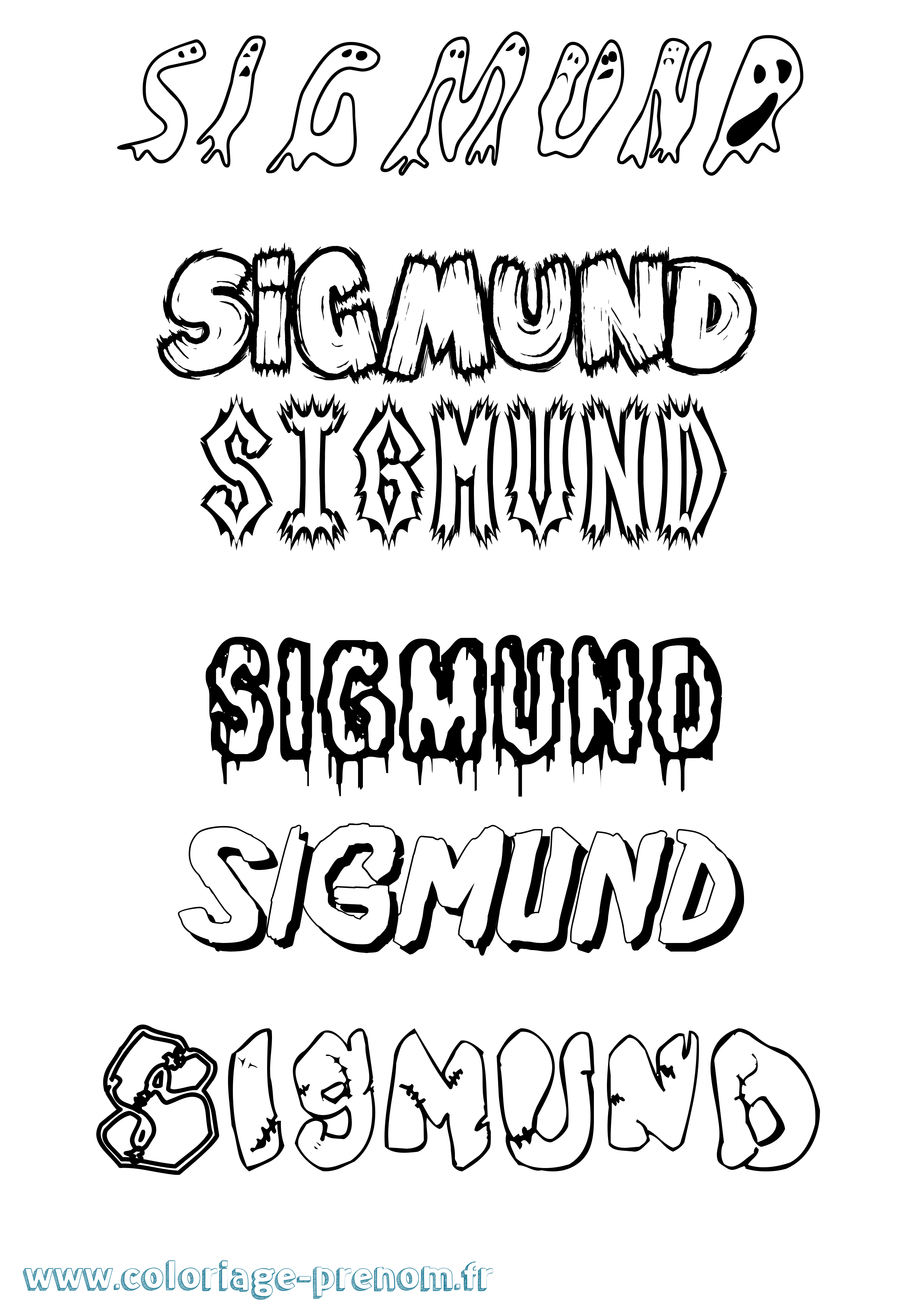 Coloriage Sigmund Frisson Coloriage prénom Sigmund Frisson