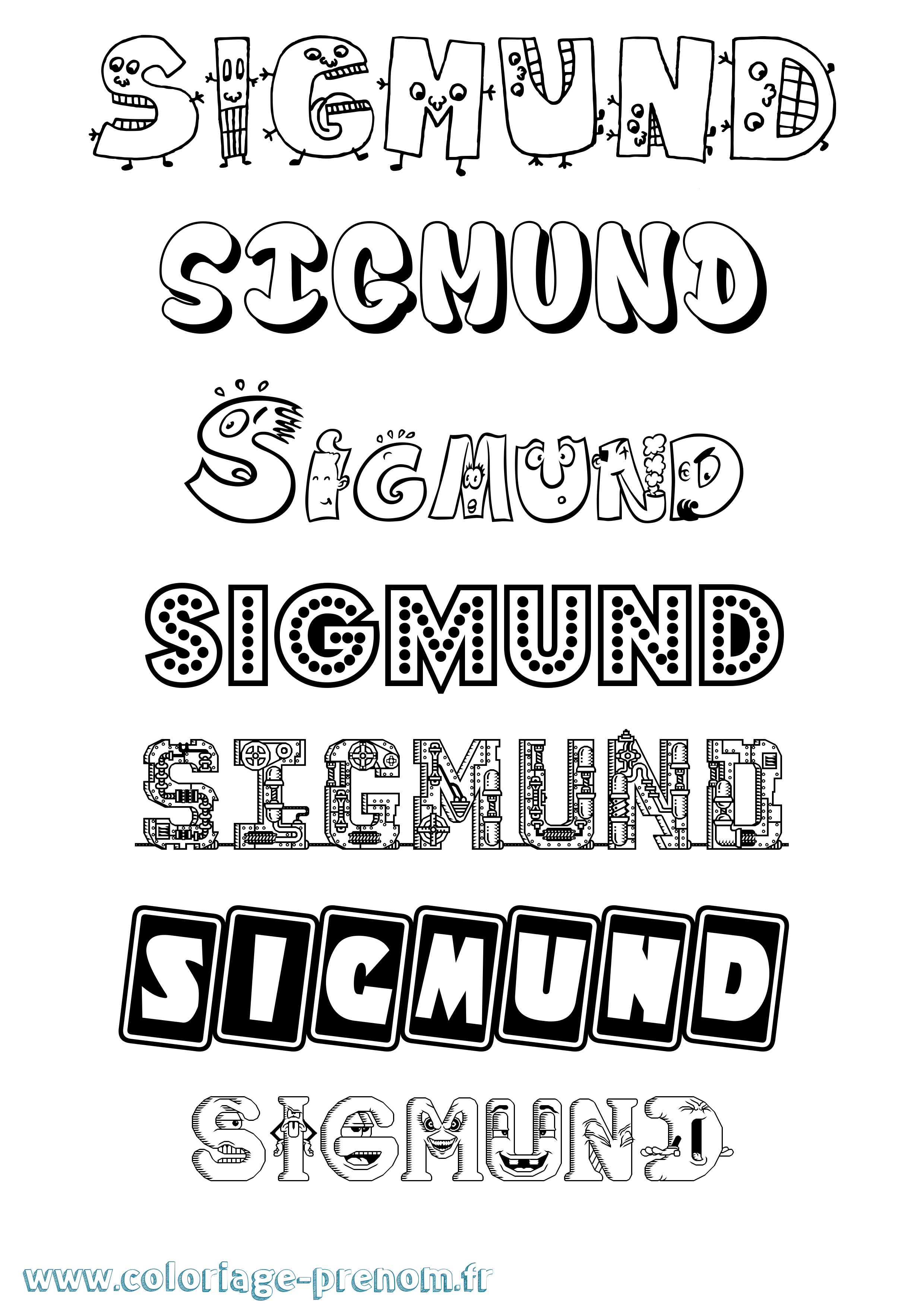 Coloriage Sigmund Fun Coloriage prénom Sigmund Fun