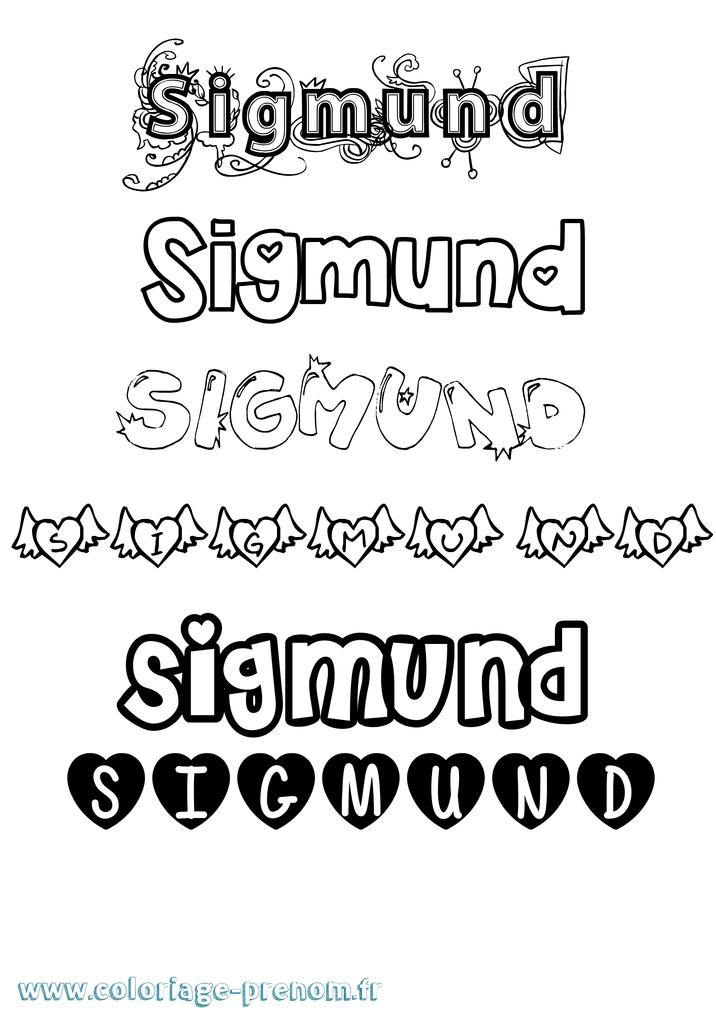 Coloriage Sigmund Girly Coloriage prénom Sigmund Girly