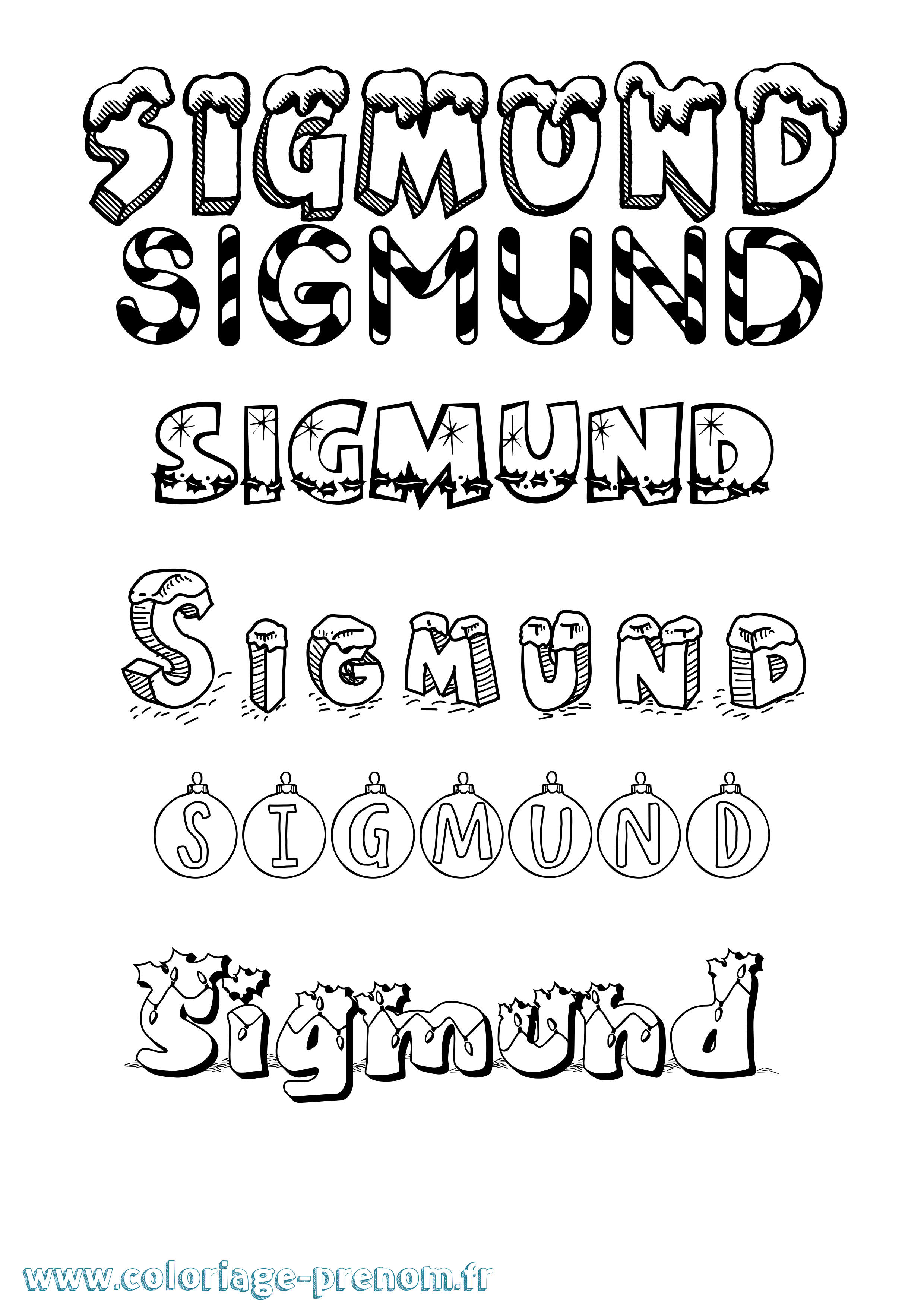 Coloriage Sigmund Noël Coloriage prénom Sigmund Noël